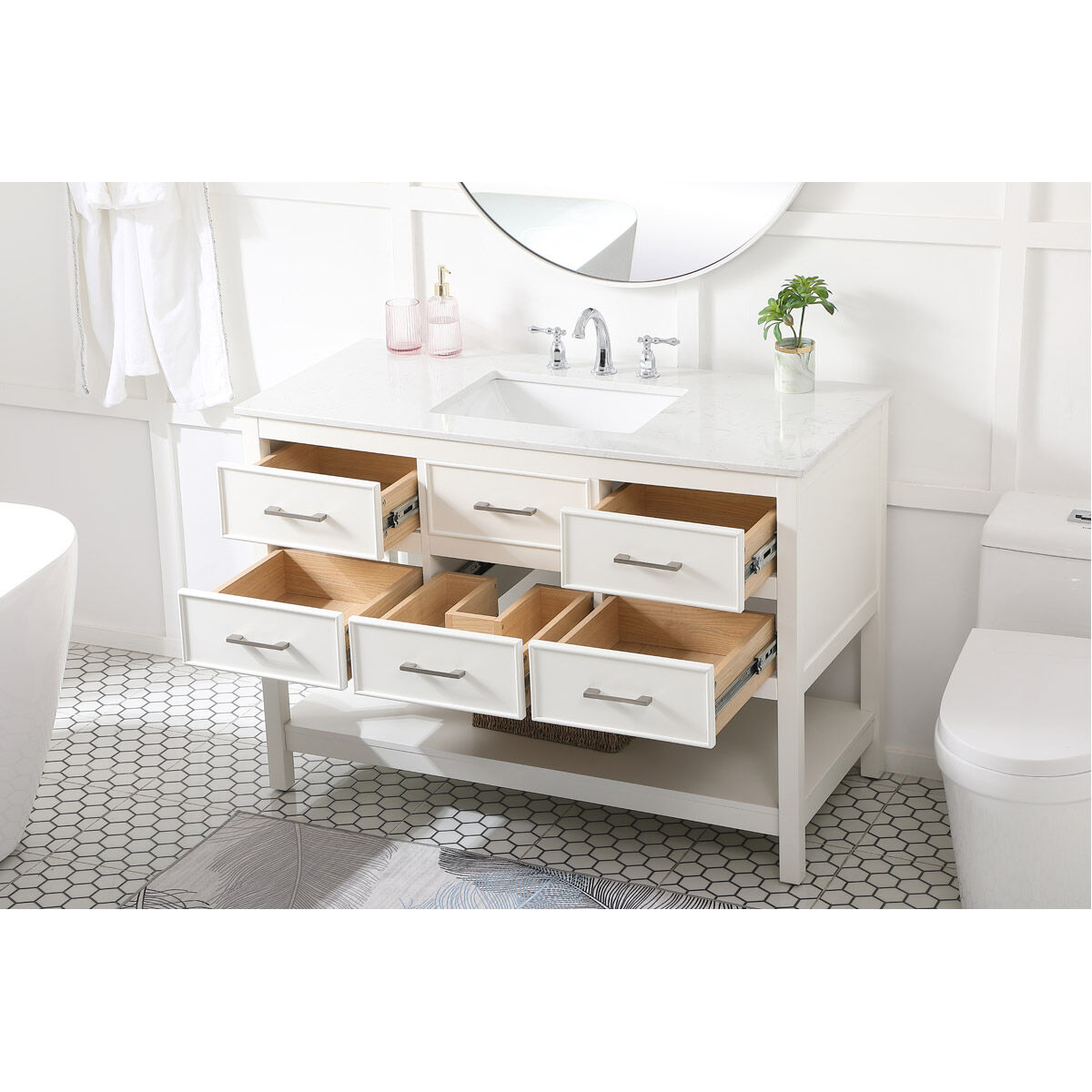Sinclaire 48 X 22 X 34 inch White Vanity Sink Set