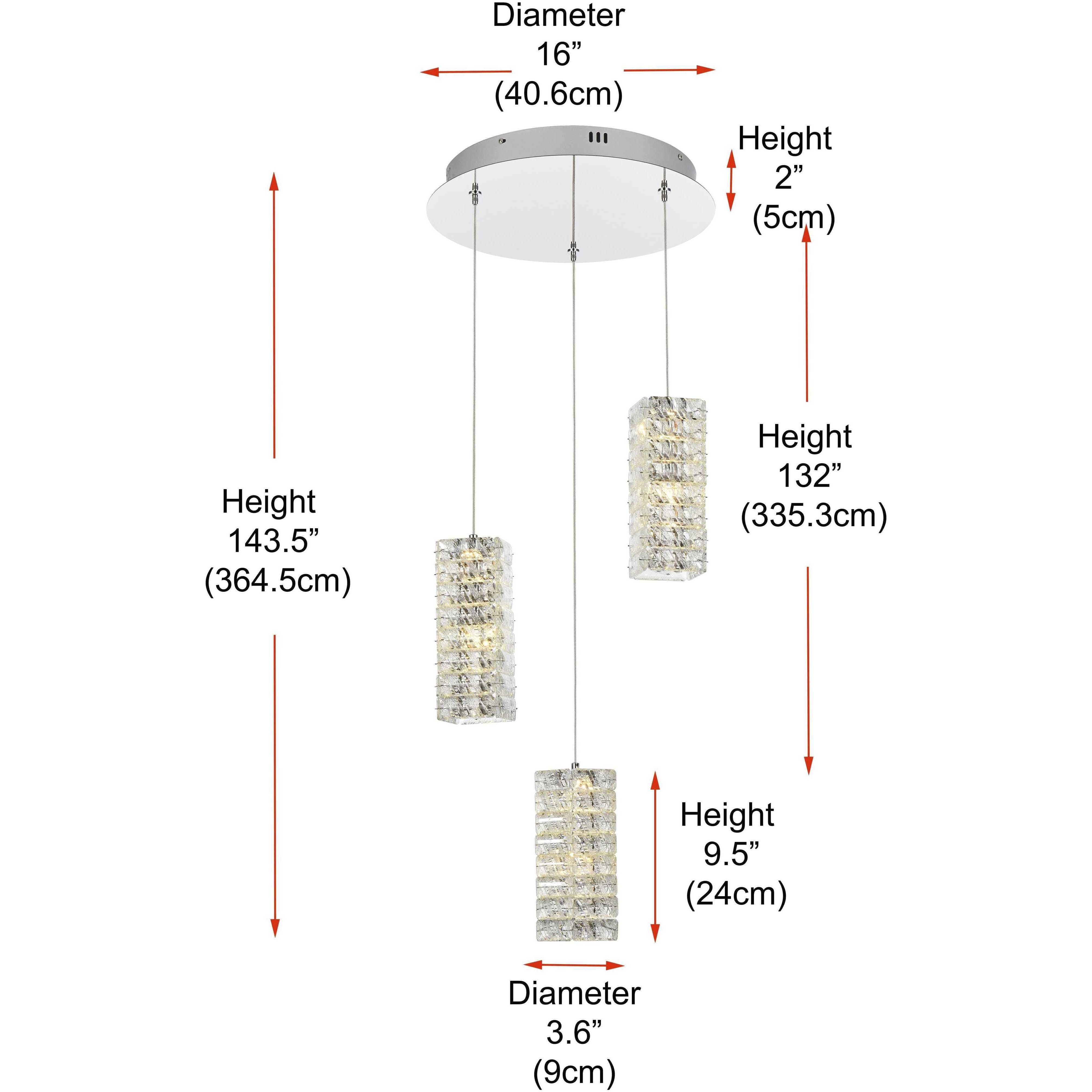 Aston 3 Light 16 inch Chrome Pendant Ceiling Light