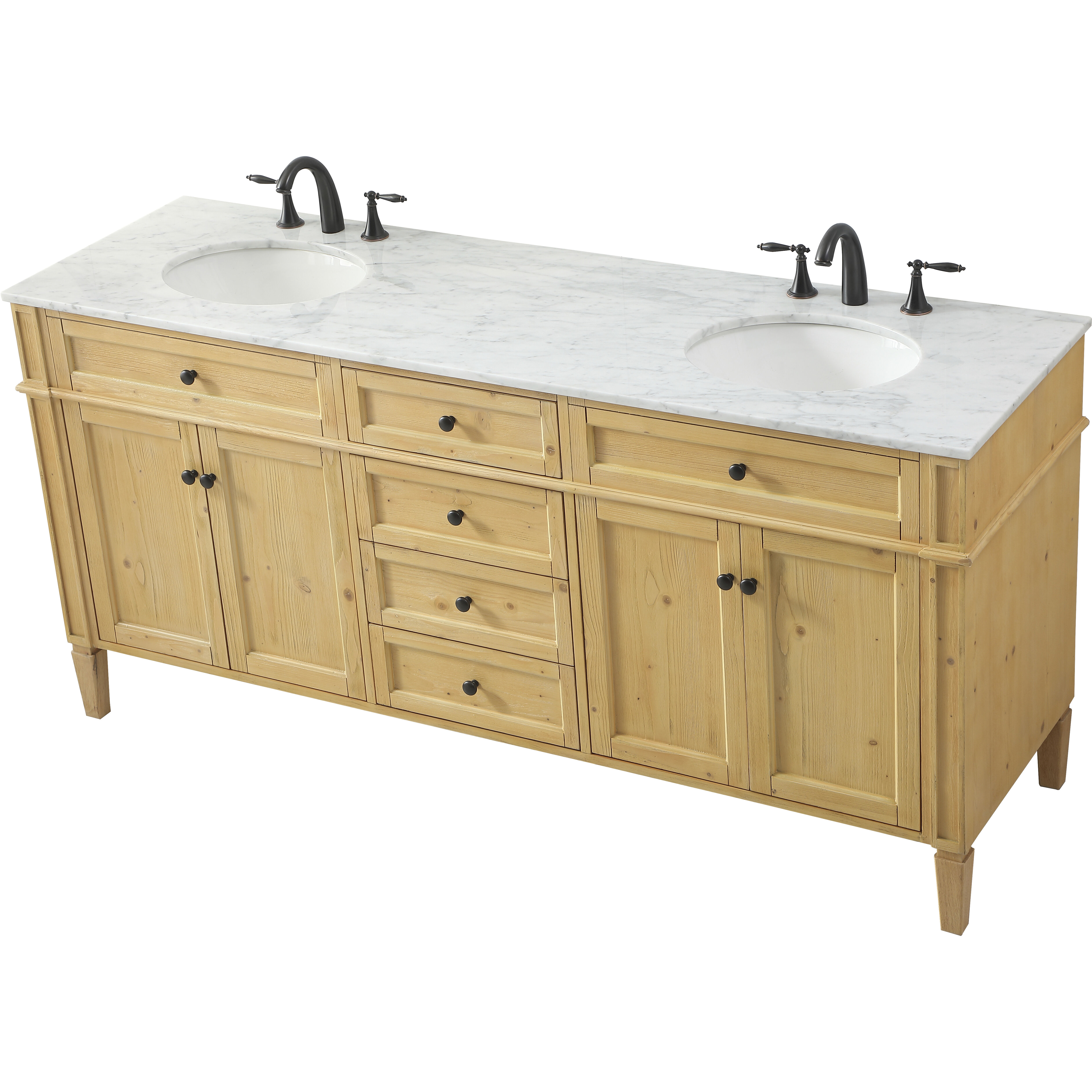 Park Avenue 72 X 21.5 X 35 inch Natural Wood Vanity Sink Set
