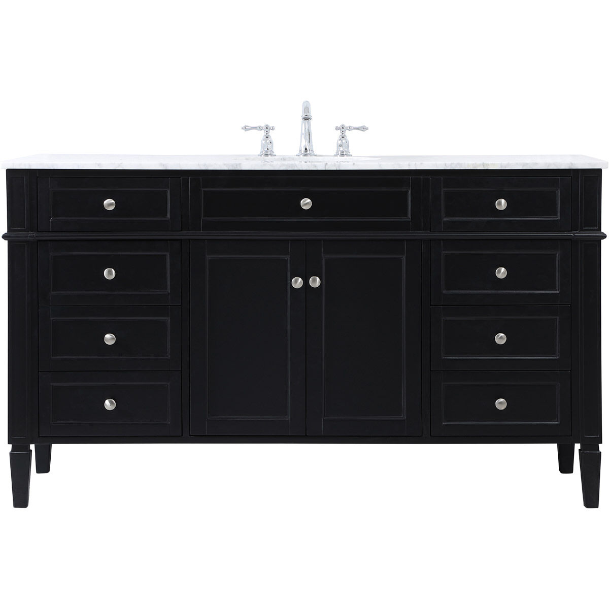 Park Avenue 60 X 21.5 X 35 inch Black Vanity Sink Set