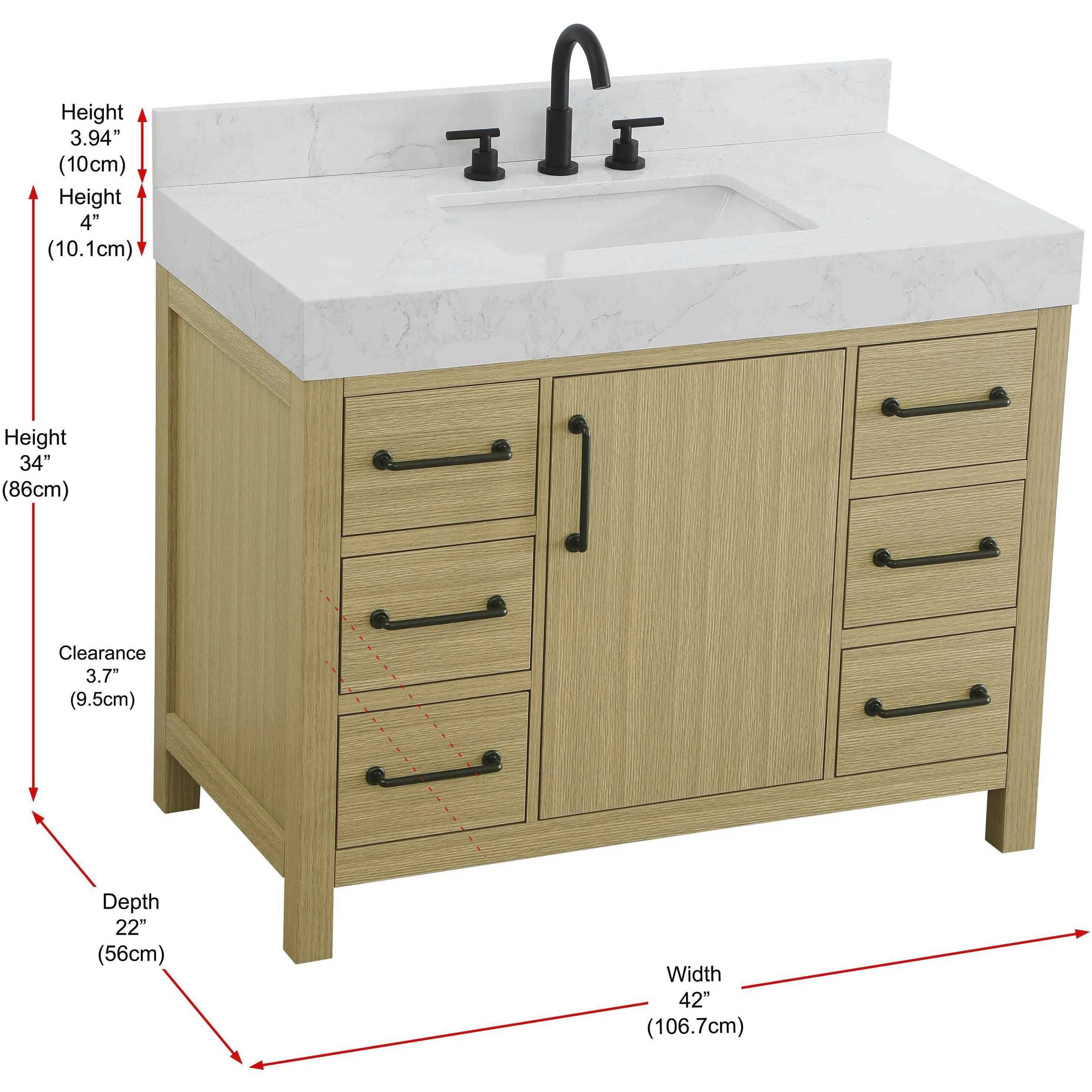 Nathan 42 X 34 inch Honey Brown Bathroom Vanity Cabinet
