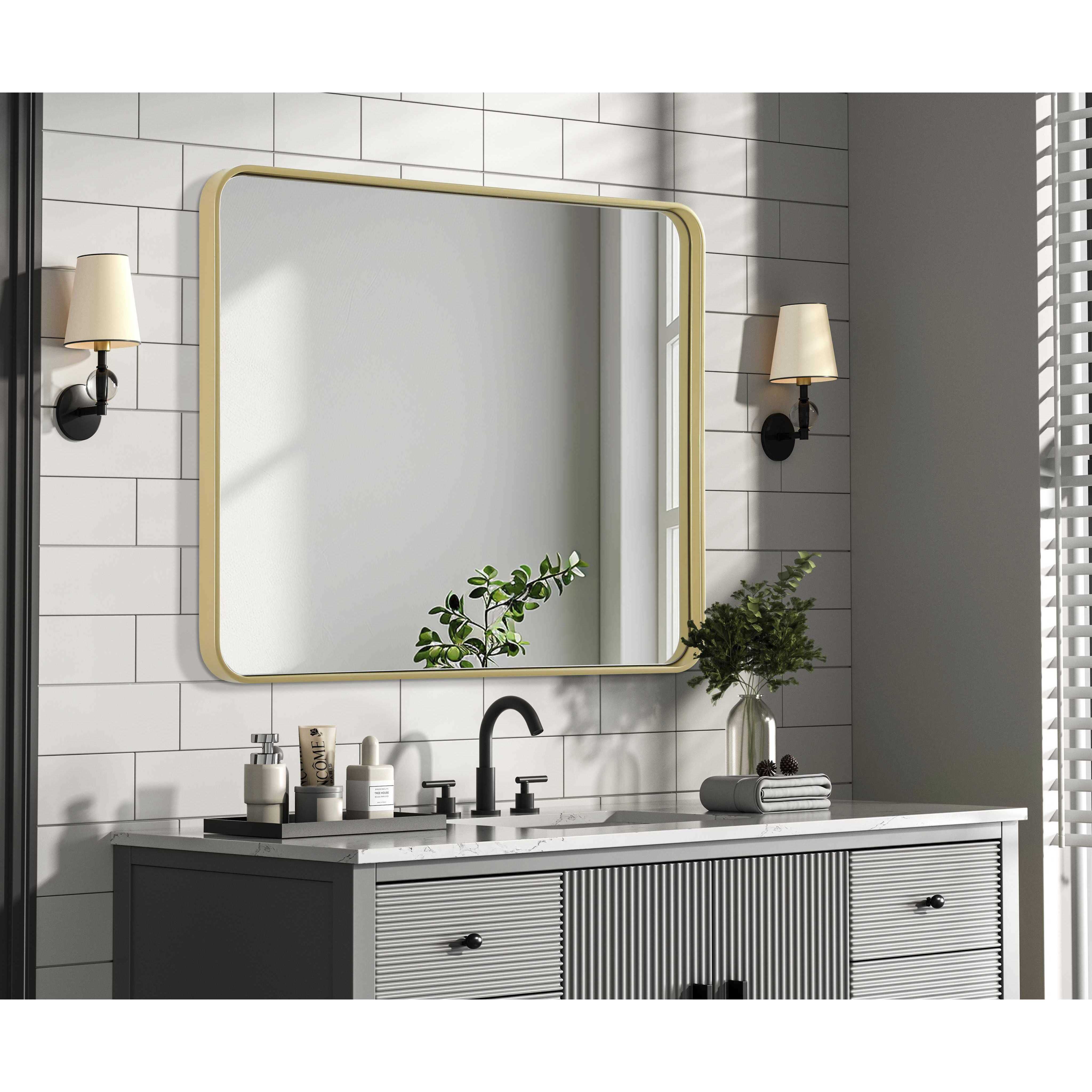 Remy 36 X 30 inch Brass Mirror