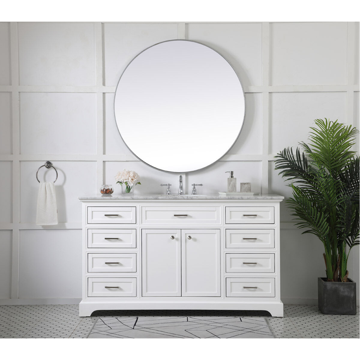 Americana 60 X 21.5 X 35 inch White Vanity Sink Set