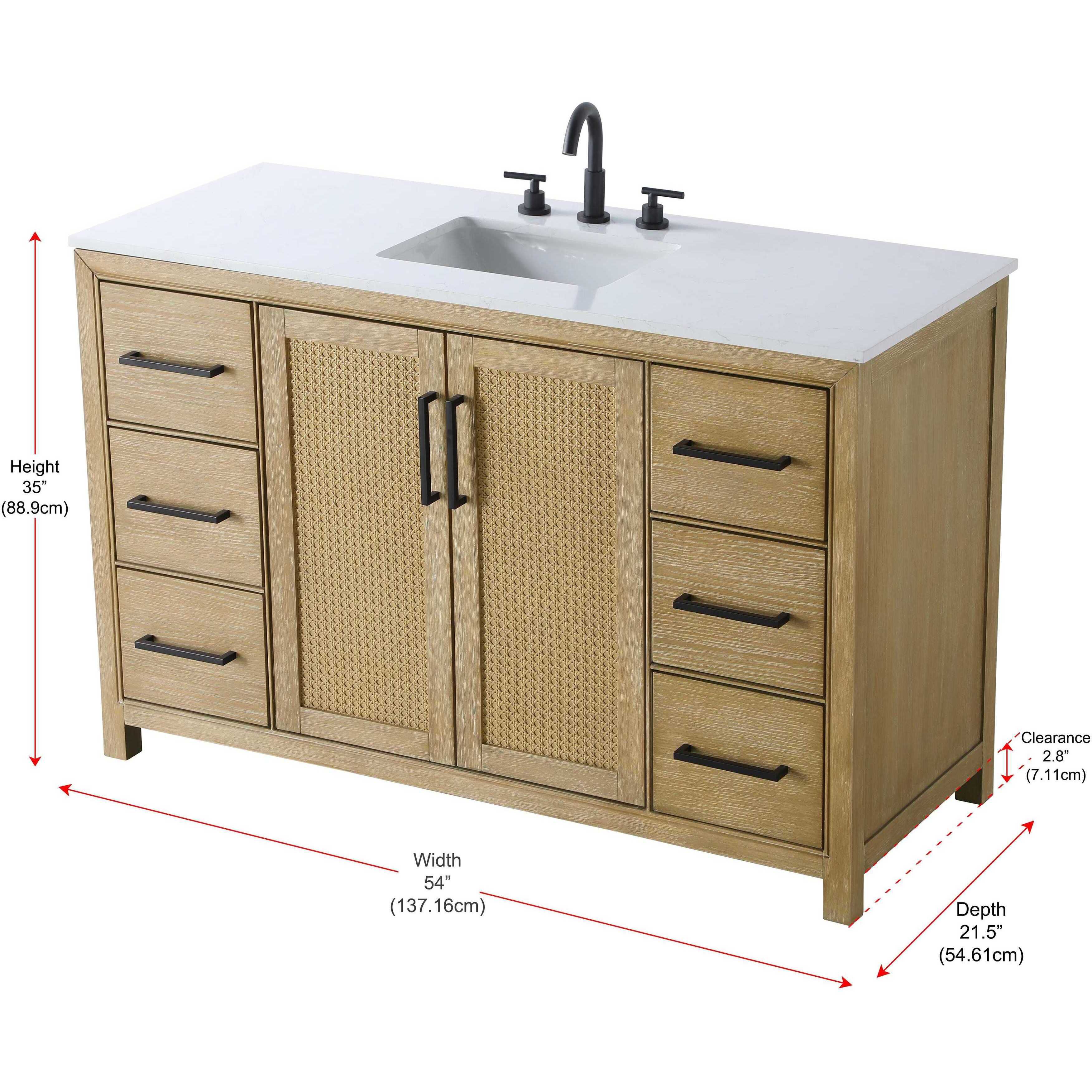 Alina 54 X 34 inch Linen Oak Bathroom Vanity Cabinet