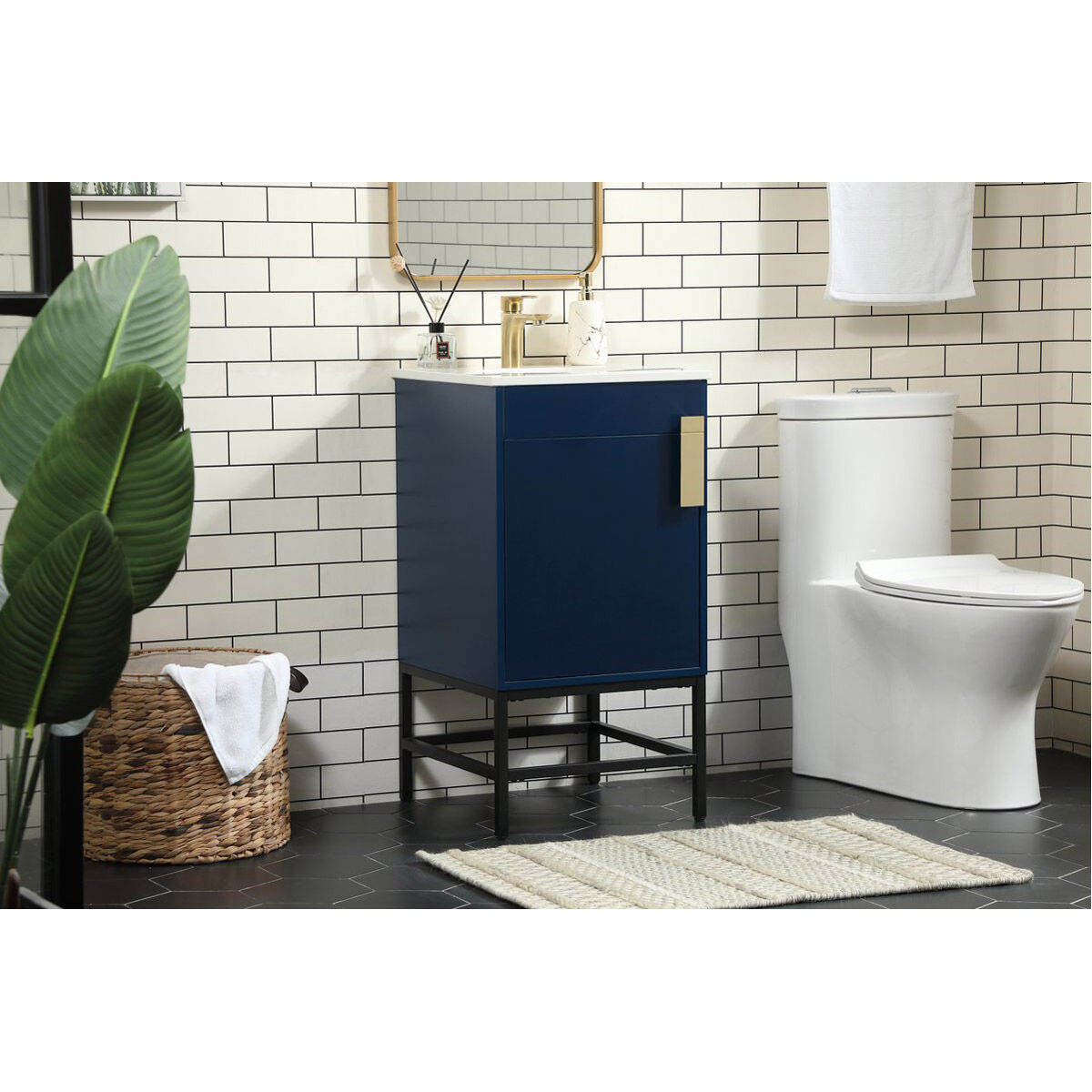 Eugene 19 X 18 X 33.5 inch Blue Vanity Sink Set