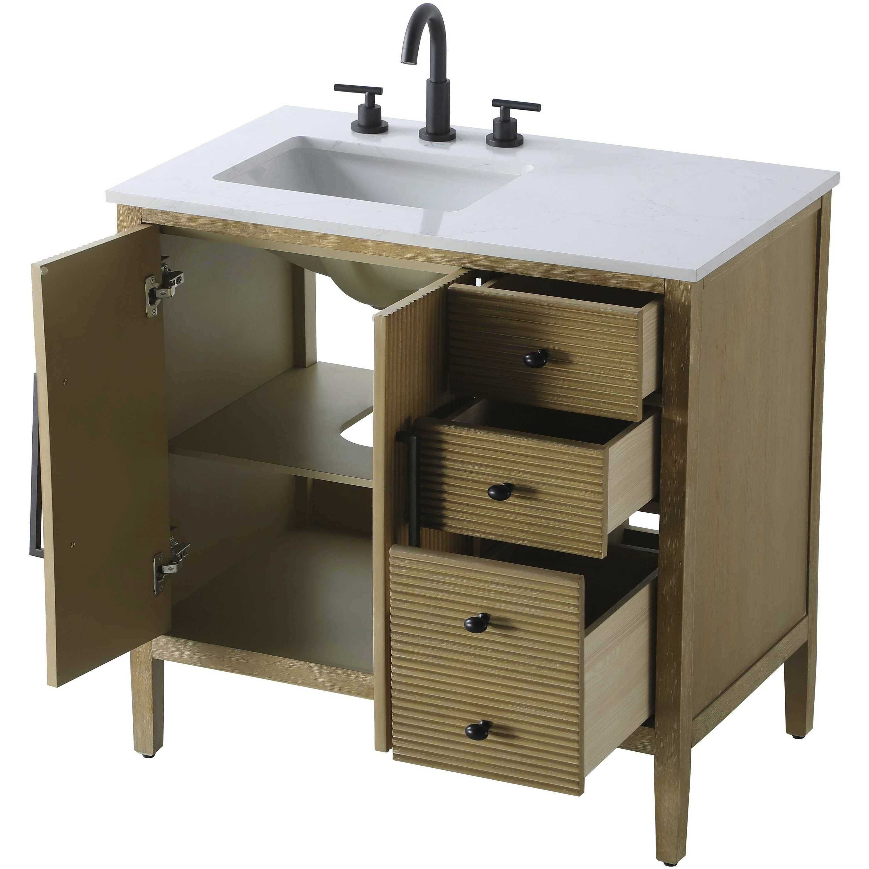 Blakely 36 X 34 inch Linen Oak Bathroom Vanity Cabinet
