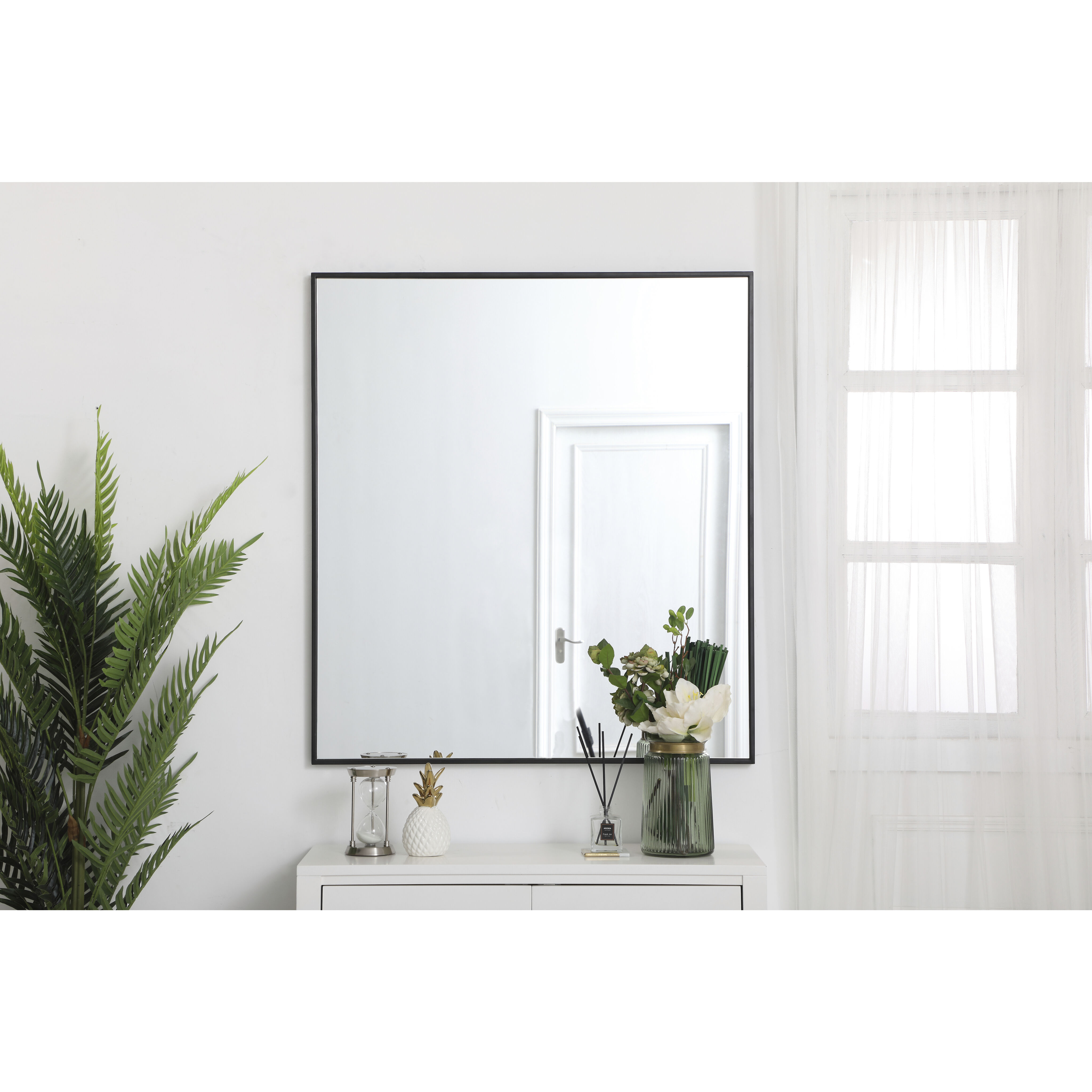 Monet 40 X 36 inch Black Wall Mirror