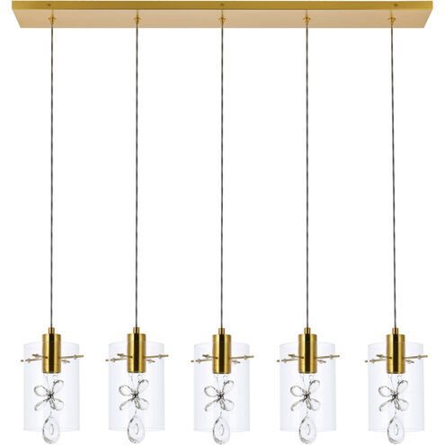 Hana 5 Light 36 inch Gold Linear Pendant Ceiling Light