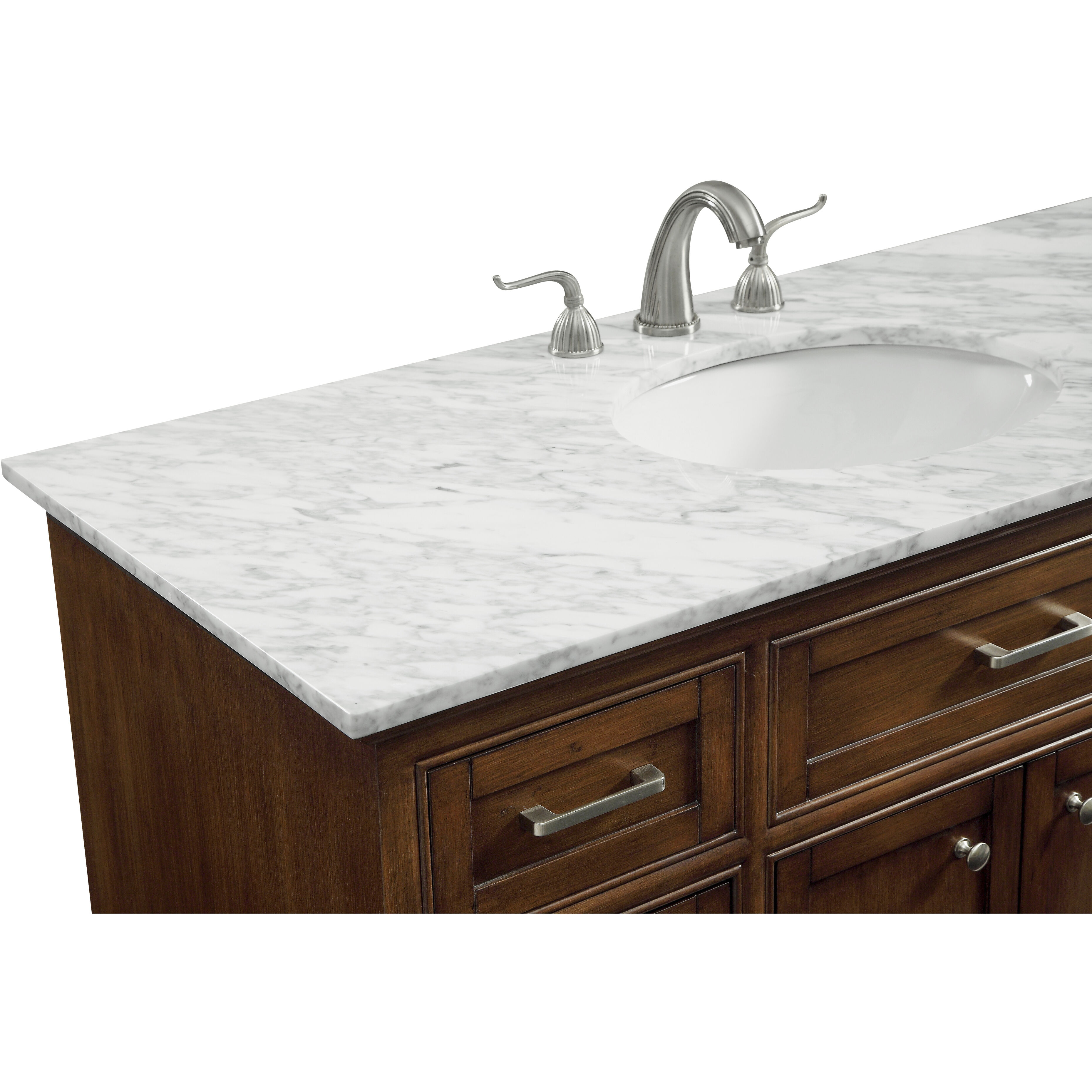 Americana 48 X 35 inch Teak with Carrara White Marble Vanity Set