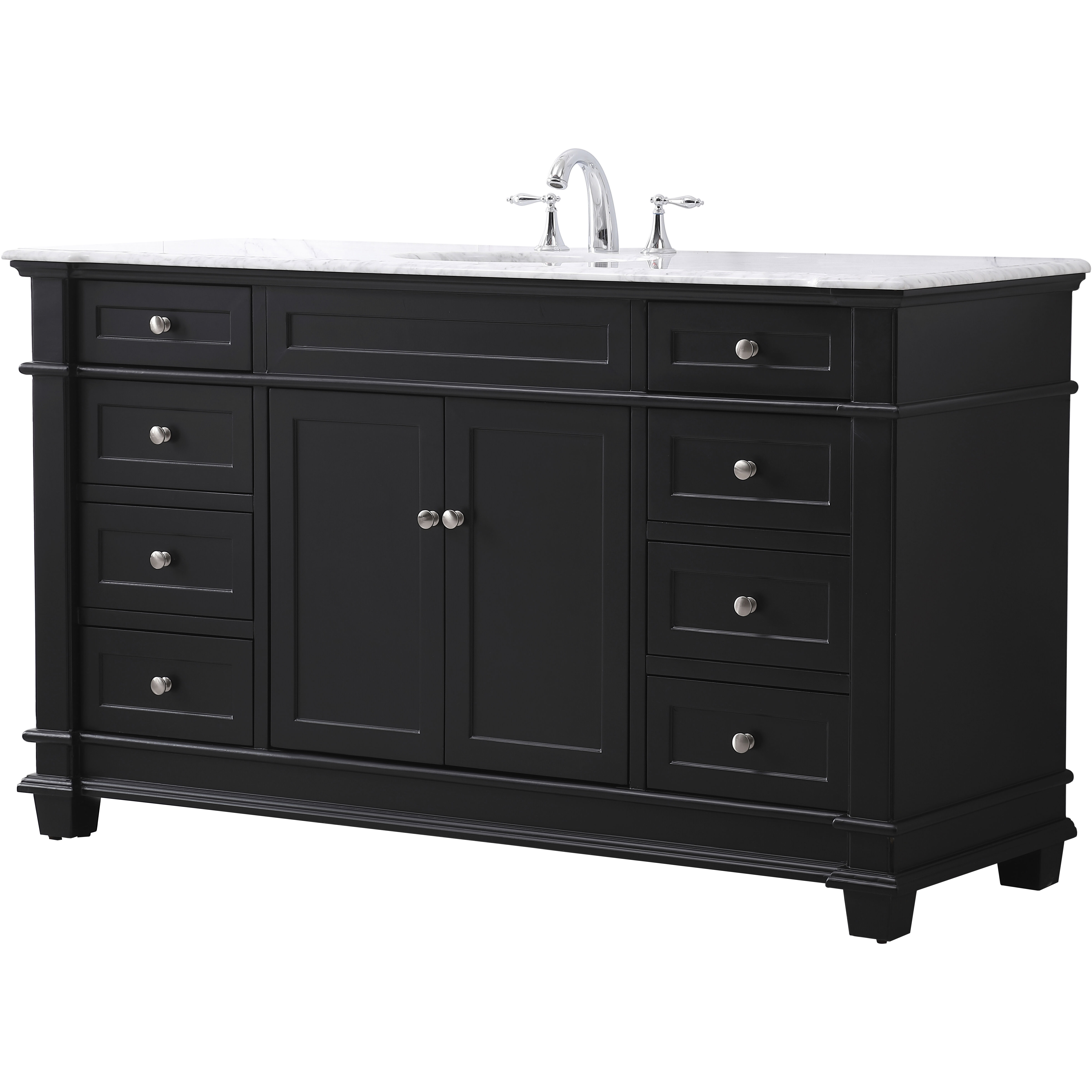 Wesley 60 X 22 X 35 inch Black Vanity Sink Set