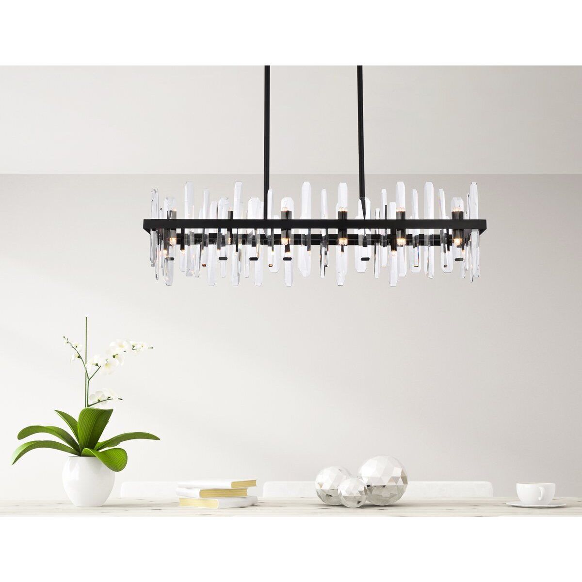 Serena 24 Light 42 inch Black Linear Chandelier Ceiling Light