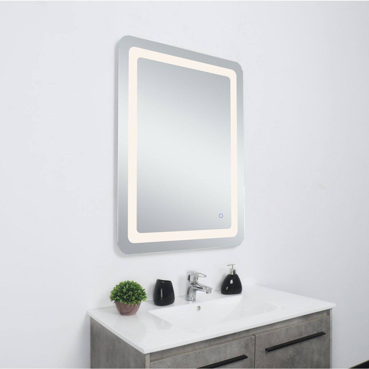 Genesis 36 X 27 inch Glossy White LED Mirror