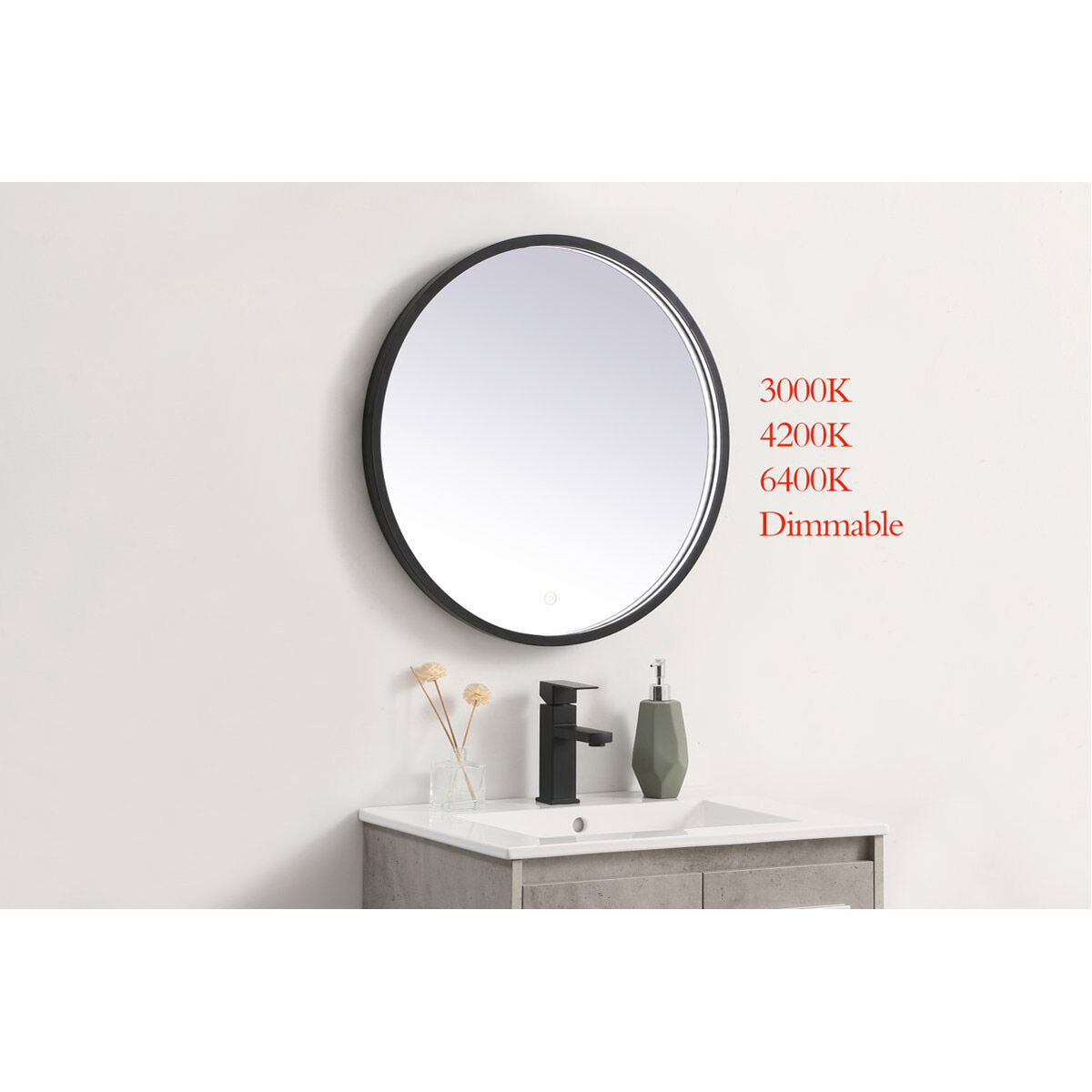 Pier 24 X 24 inch Black LED Mirror