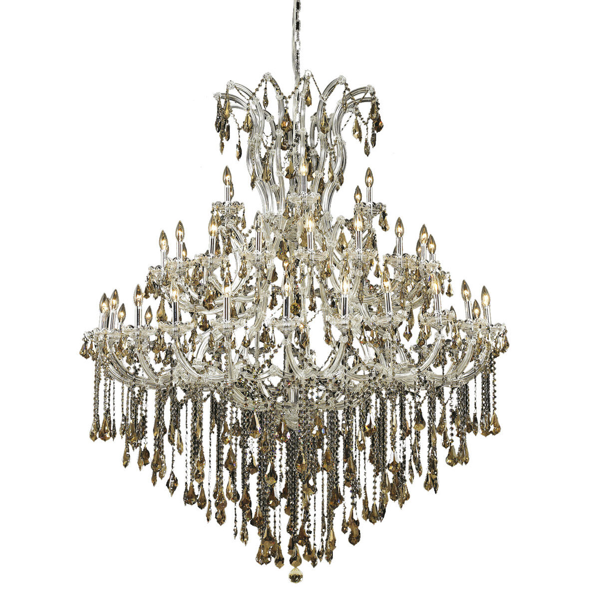 Maria Theresa 49 Light 60 inch Chrome Foyer Ceiling Light in Golden Teak