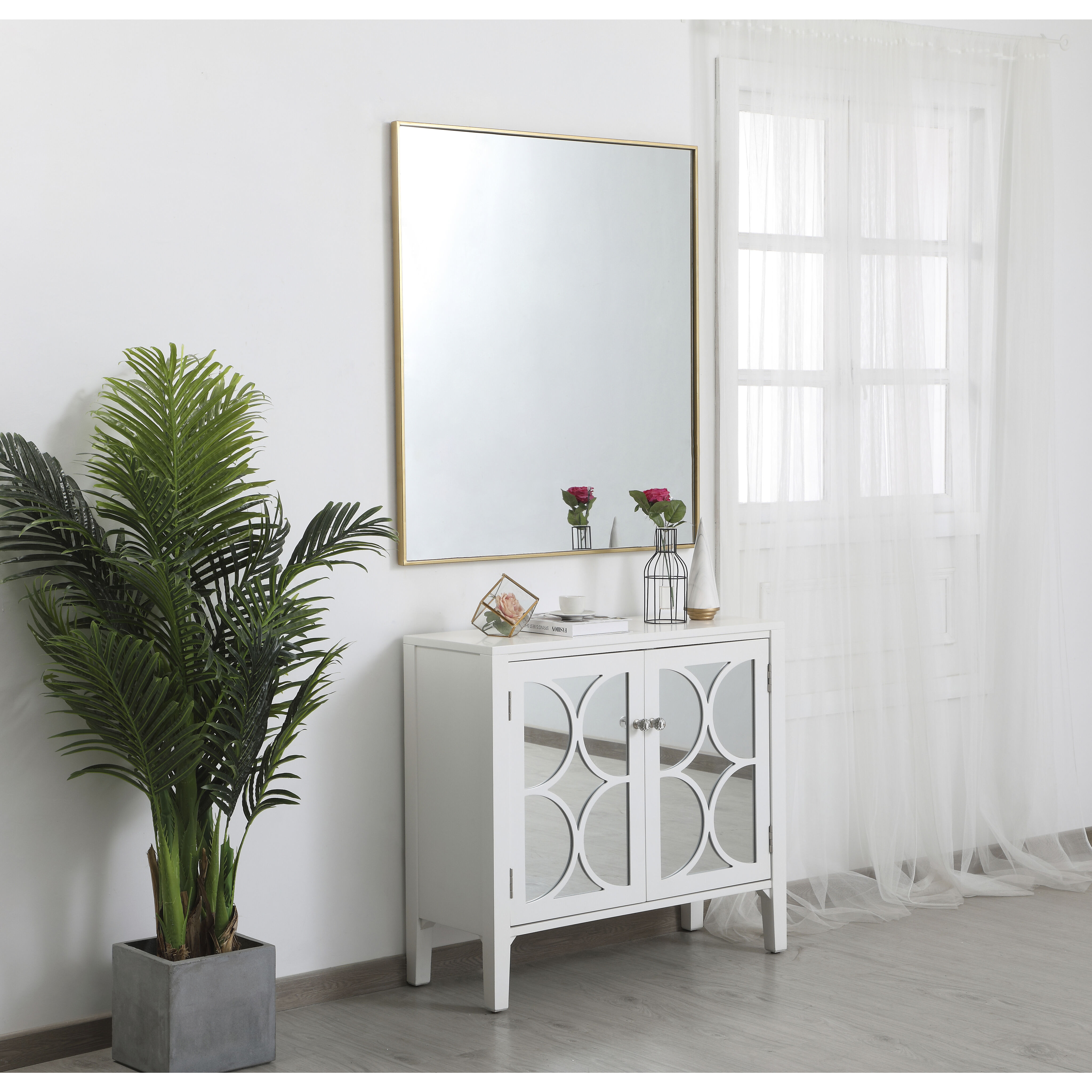 Monet 40 X 36 inch Brass Wall Mirror