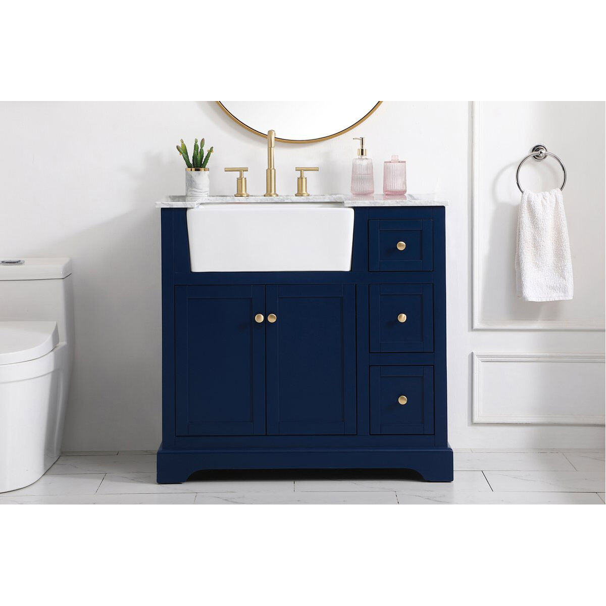 Franklin 36 X 22 X 35 inch Blue Bathroom Vanity Cabinet