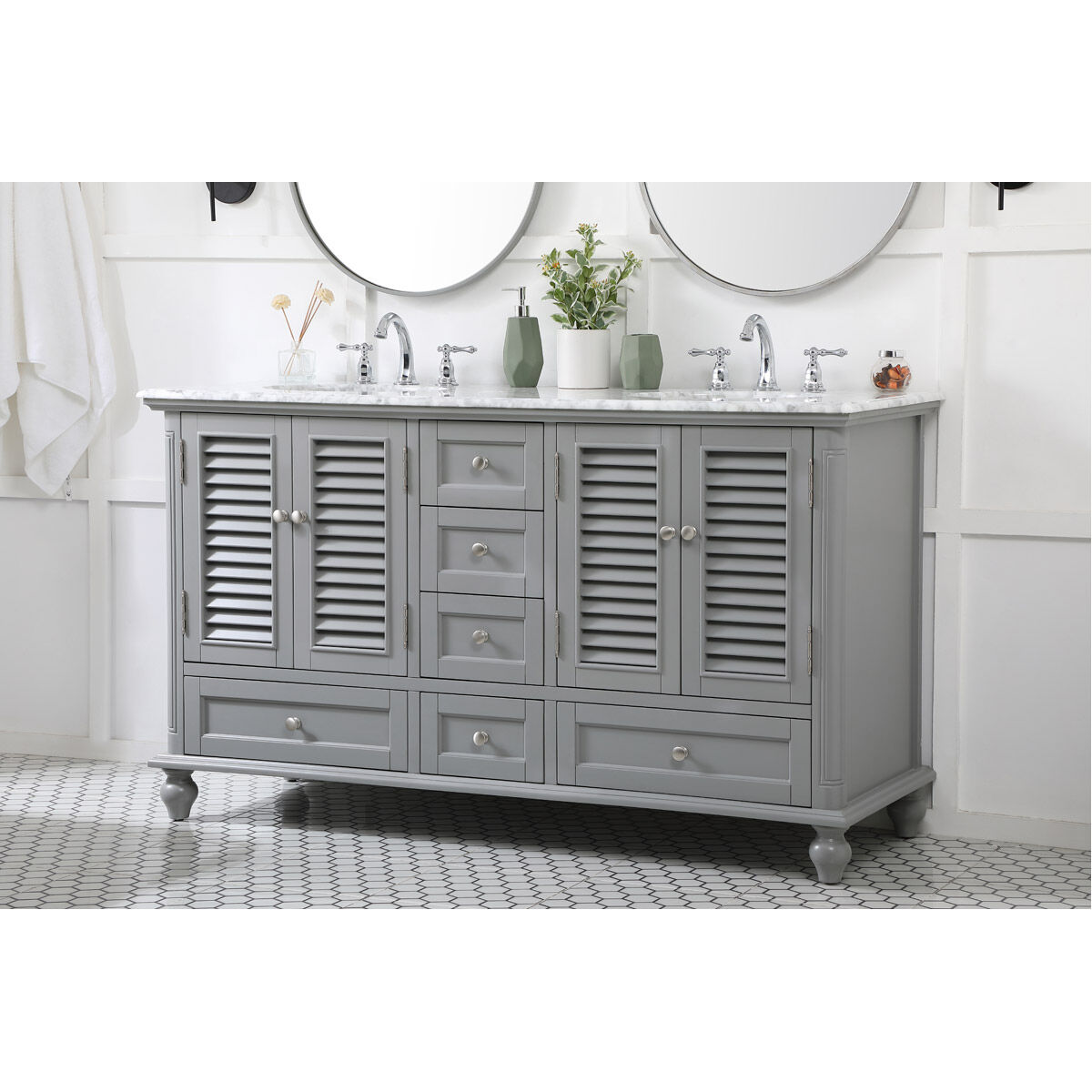 Rhodes 60 X 22 X 35 inch Grey Vanity Sink Set