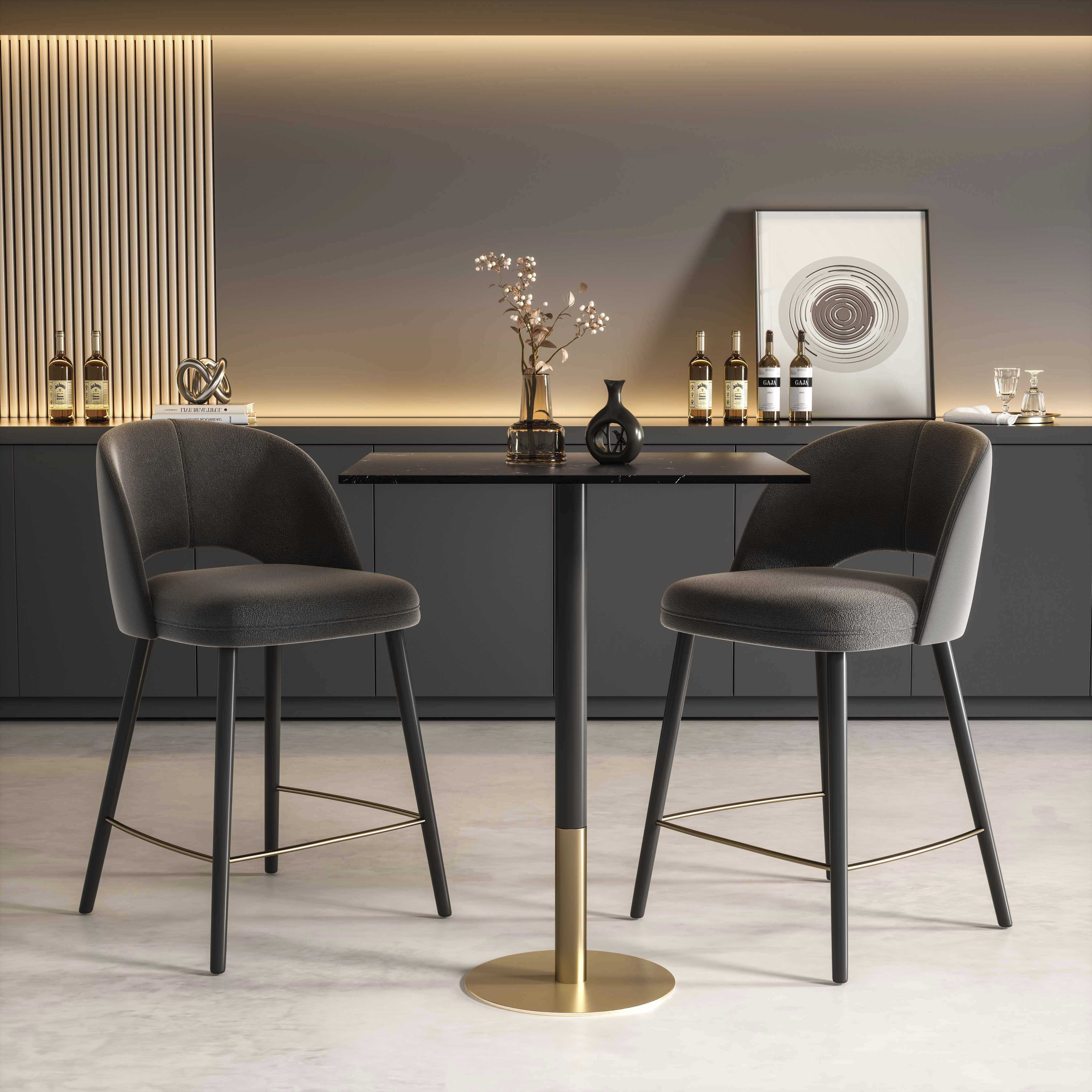 Ronan 39.5 X 31.5 inch Black and Gold Pub Table