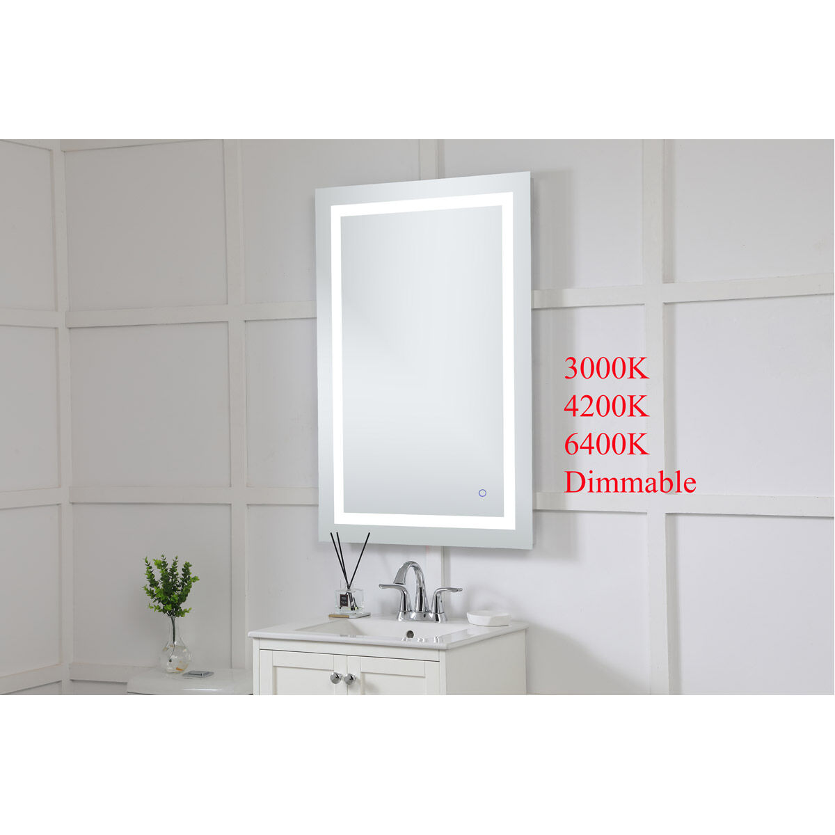 Helios 40 X 27 inch Silver Lighted Wall Mirror