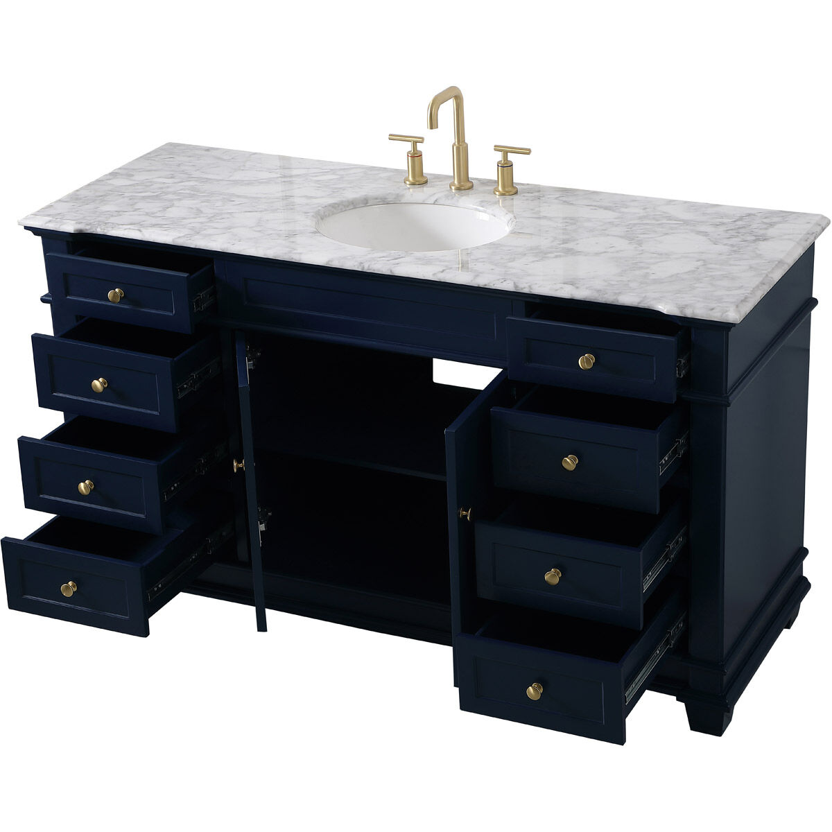 Wesley 60 X 22 X 35 inch Blue Vanity Sink Set