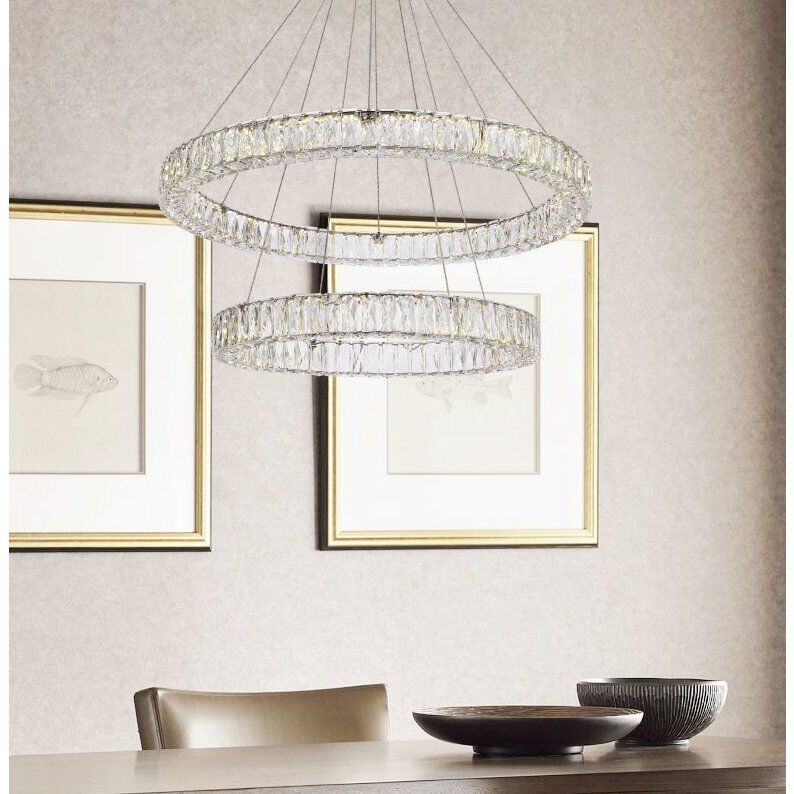 Monroe LED 36 inch Chrome Chandelier Ceiling Light
