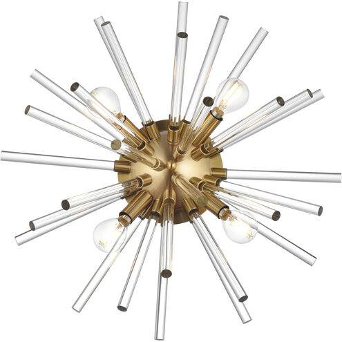 Sienna 4 Light 18 inch Gold Wall Sconce Wall Light, can be Flush Mounted
