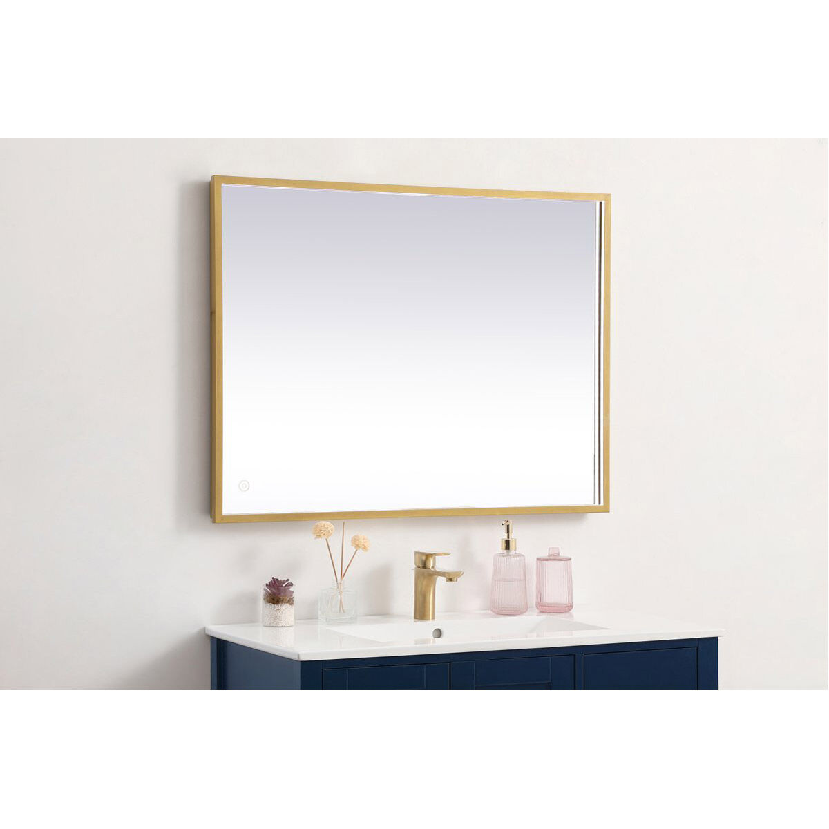 Pier 40 X 24 inch Brass LED Mirror