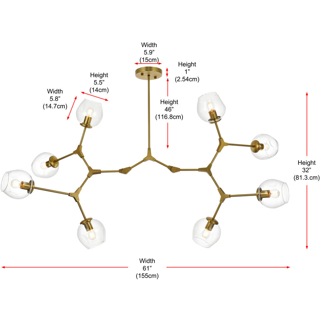 Cavoli 8 Light 32 inch Brass Chandelier Ceiling Light