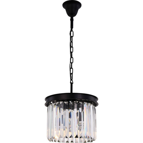 Sydney 3 Light 12 inch Matte Black Pendant Ceiling Light, Urban Classic