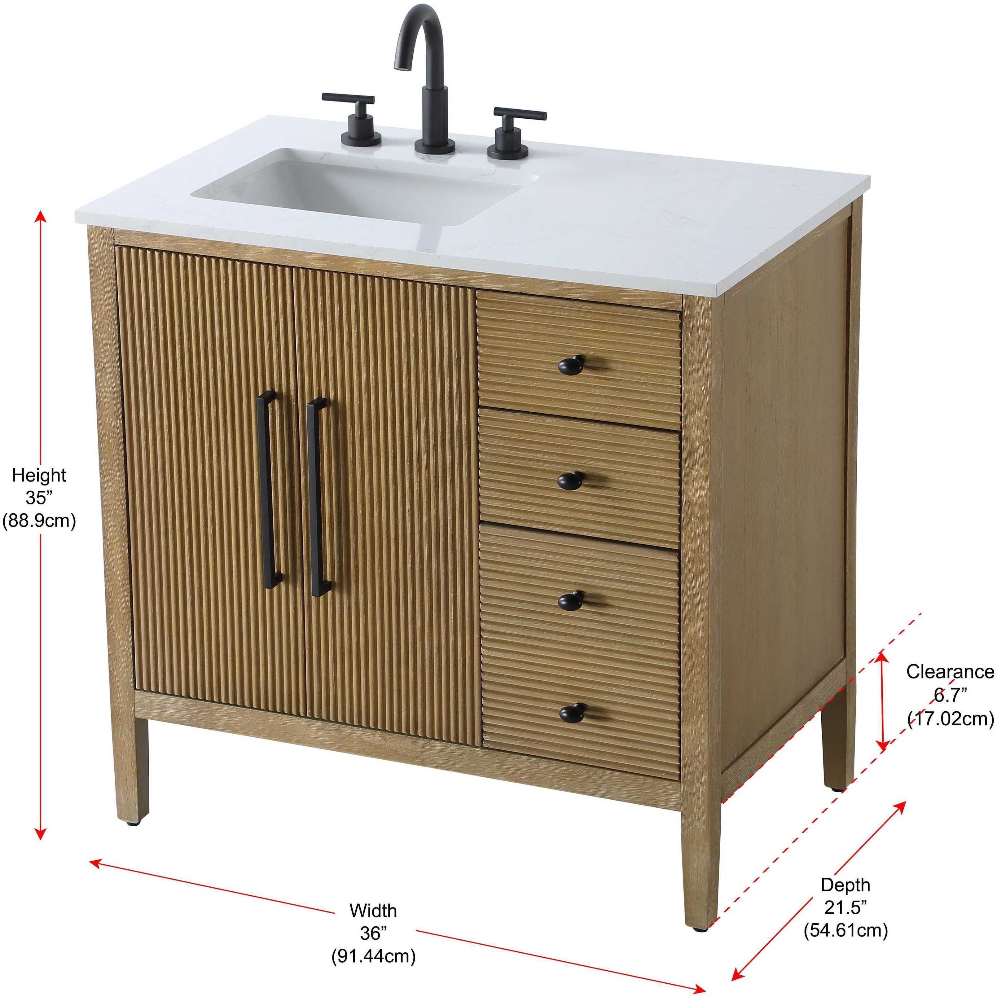 Blakely 36 X 34 inch Linen Oak Bathroom Vanity Cabinet