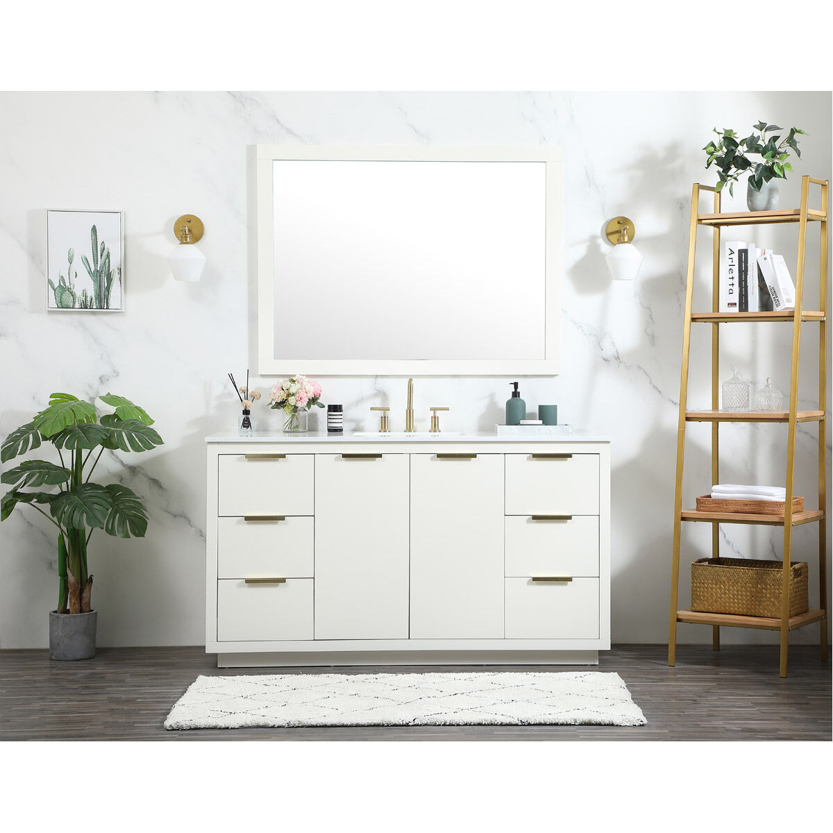Blake 60 X 22 X 34 inch White Vanity Sink Set in 1