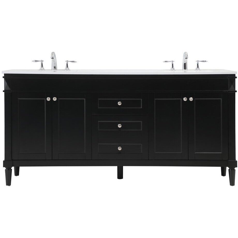 Bennett 72 X 21 X 35 inch Black Vanity Sink Set