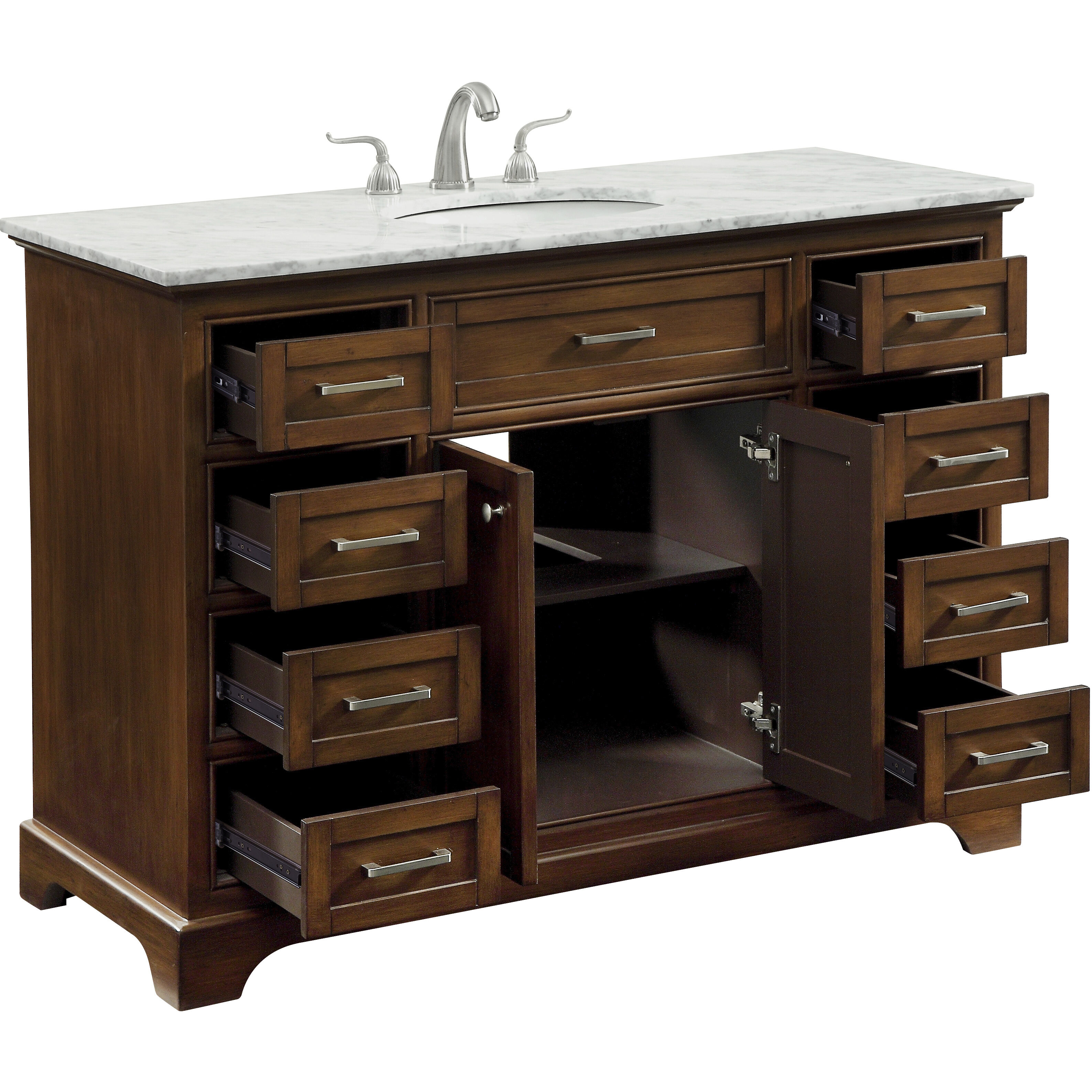 Americana 48 X 35 inch Teak with Carrara White Marble Vanity Set