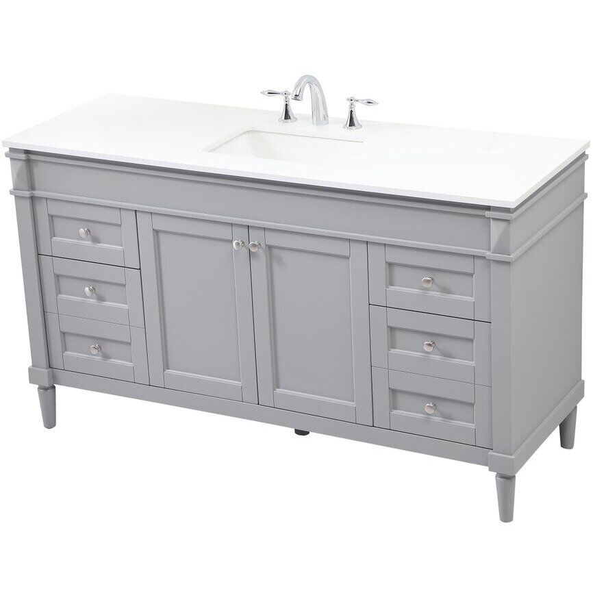 Bennett 60 X 21 X 35 inch Grey Vanity Sink Set