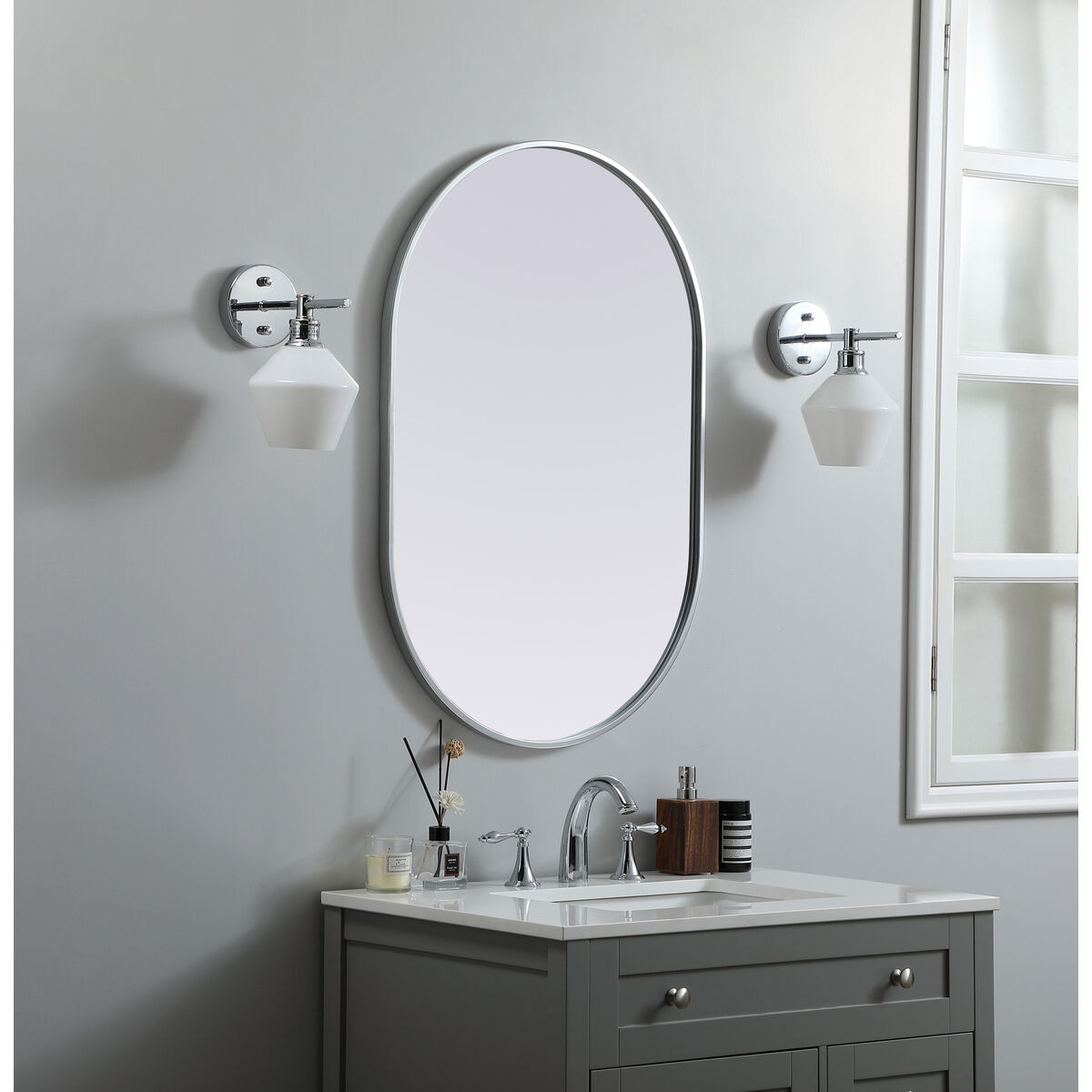 Asha 36 X 24 inch Silver Mirror in 24 x 36