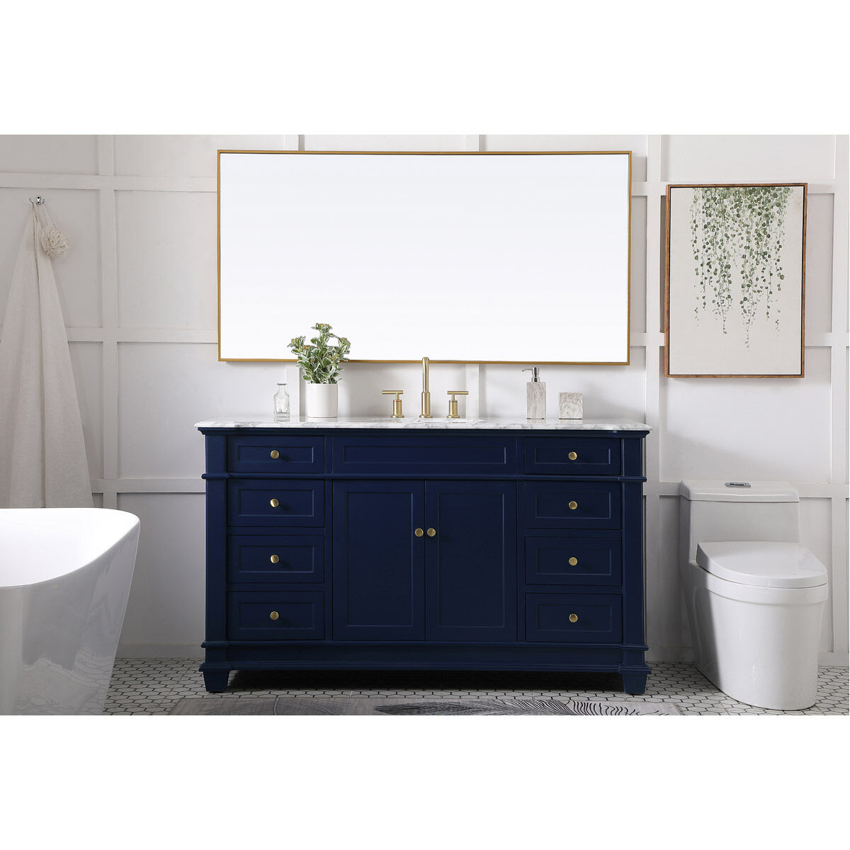 Wesley 60 X 22 X 35 inch Blue Vanity Sink Set