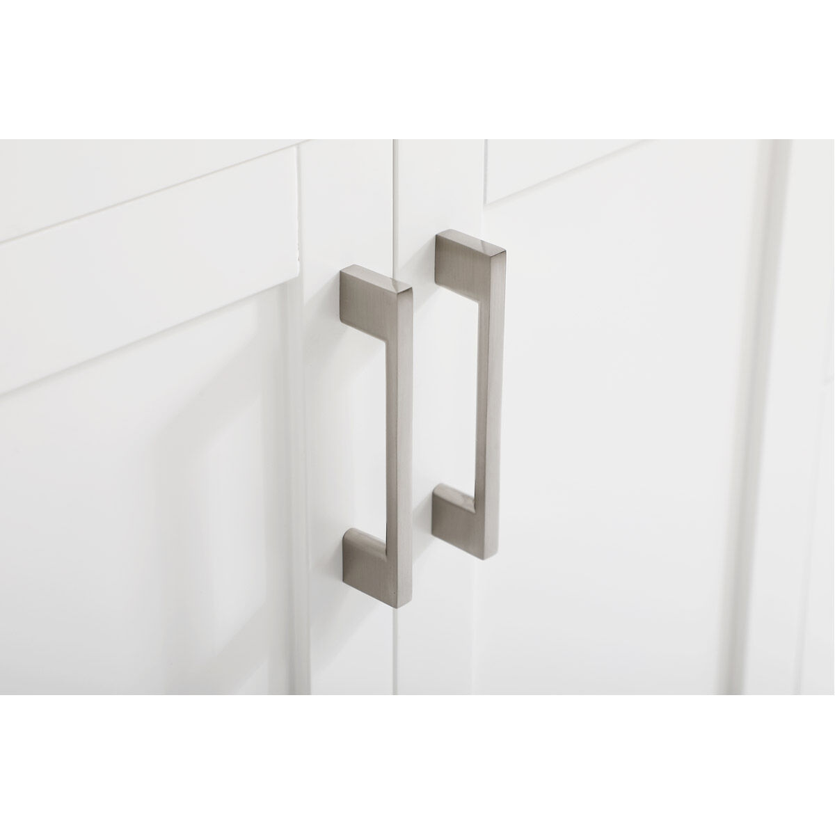 Aubrey 60 X 22 X 34 inch White and Brushed Nickel with Calacatta Quartz Vanity Sink Set