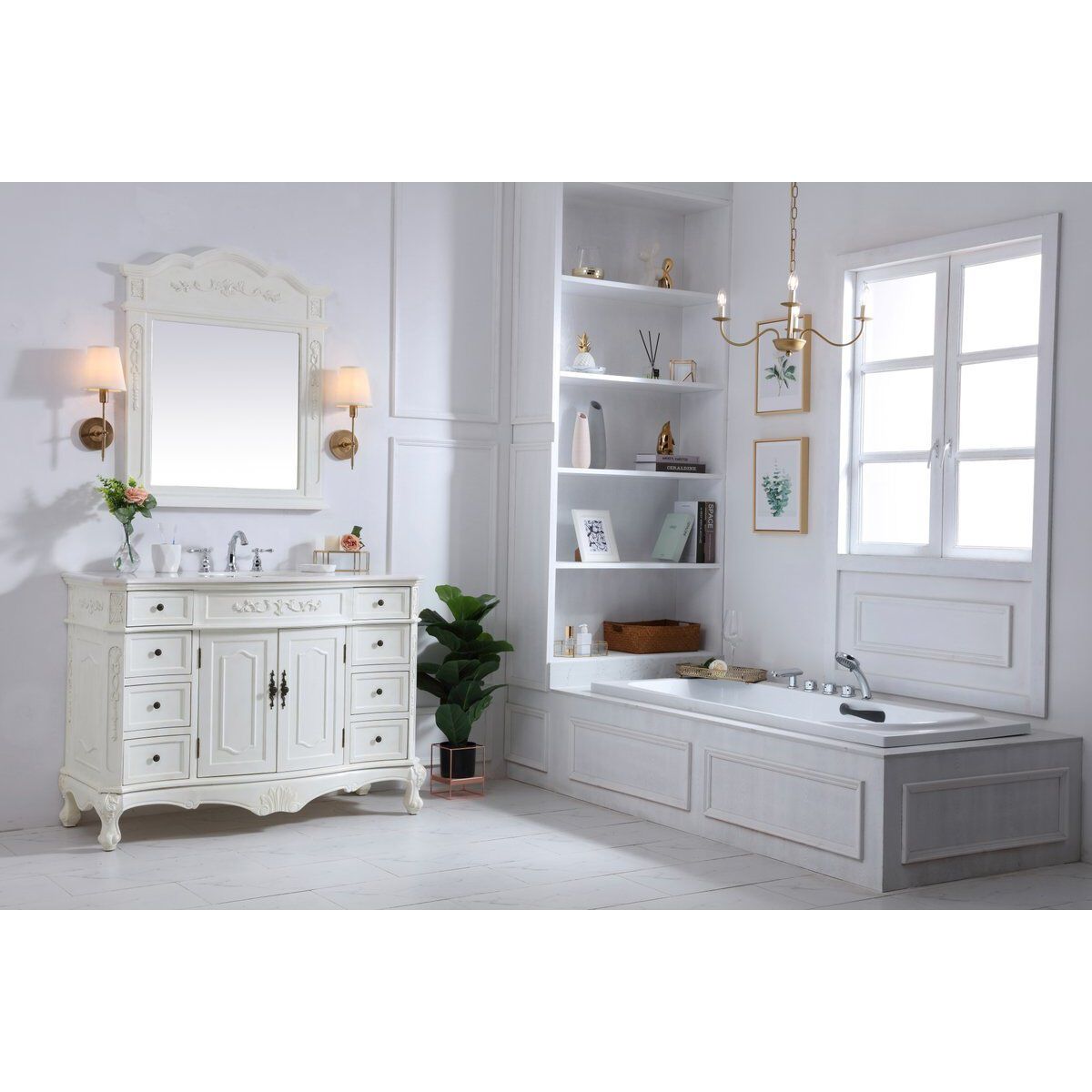 Danville 48 X 21 X 36 inch Antique White Vanity Sink Set