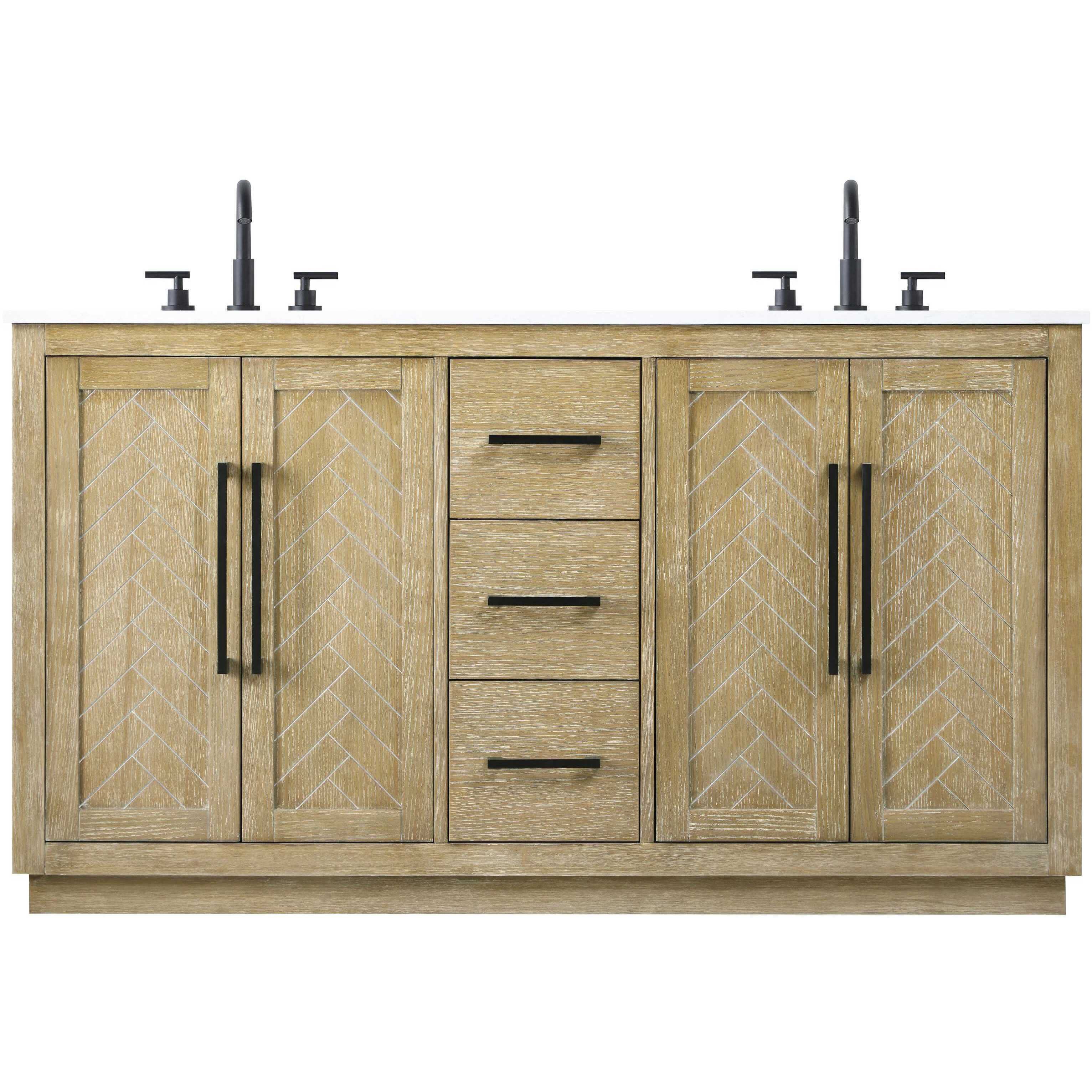 Chase 60 X 34 inch Linen Oak Bathroom Vanity Cabinet