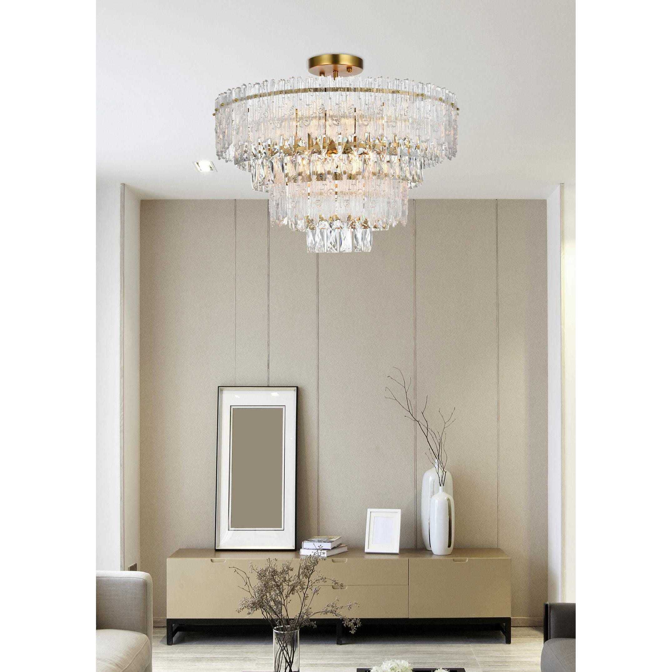 Emilia 8 Light 25 inch Satin Gold Flush Mount Ceiling Light