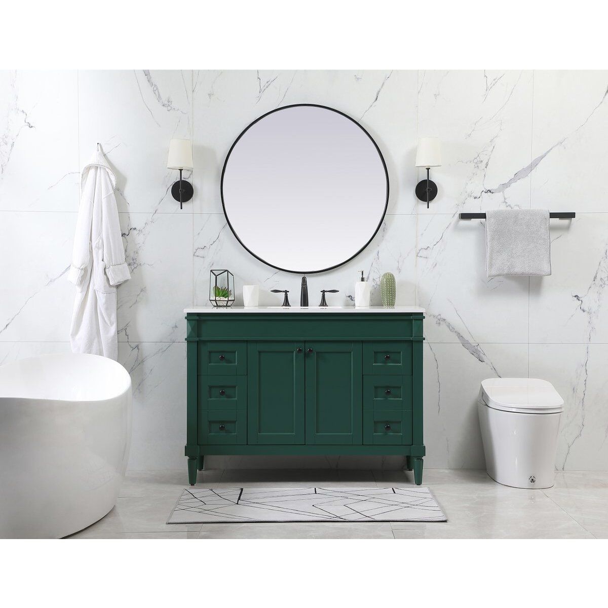 Bennett 48 X 21 X 35 inch Green Vanity Sink Set
