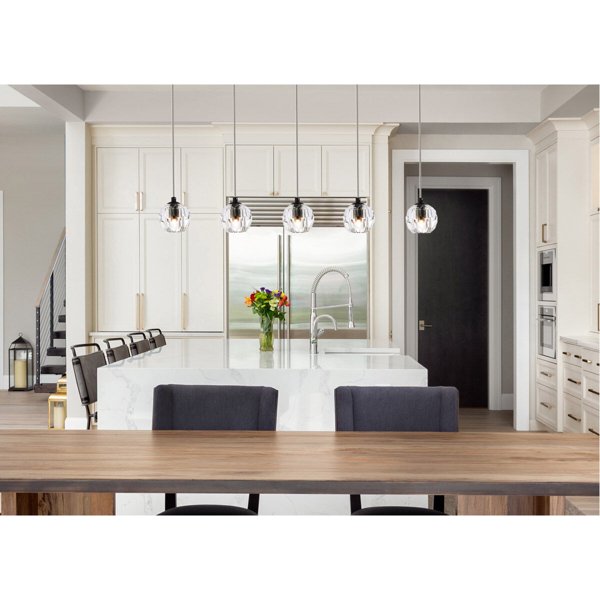 Eren 5 Light 32 inch Black Linear Pendant Ceiling Light