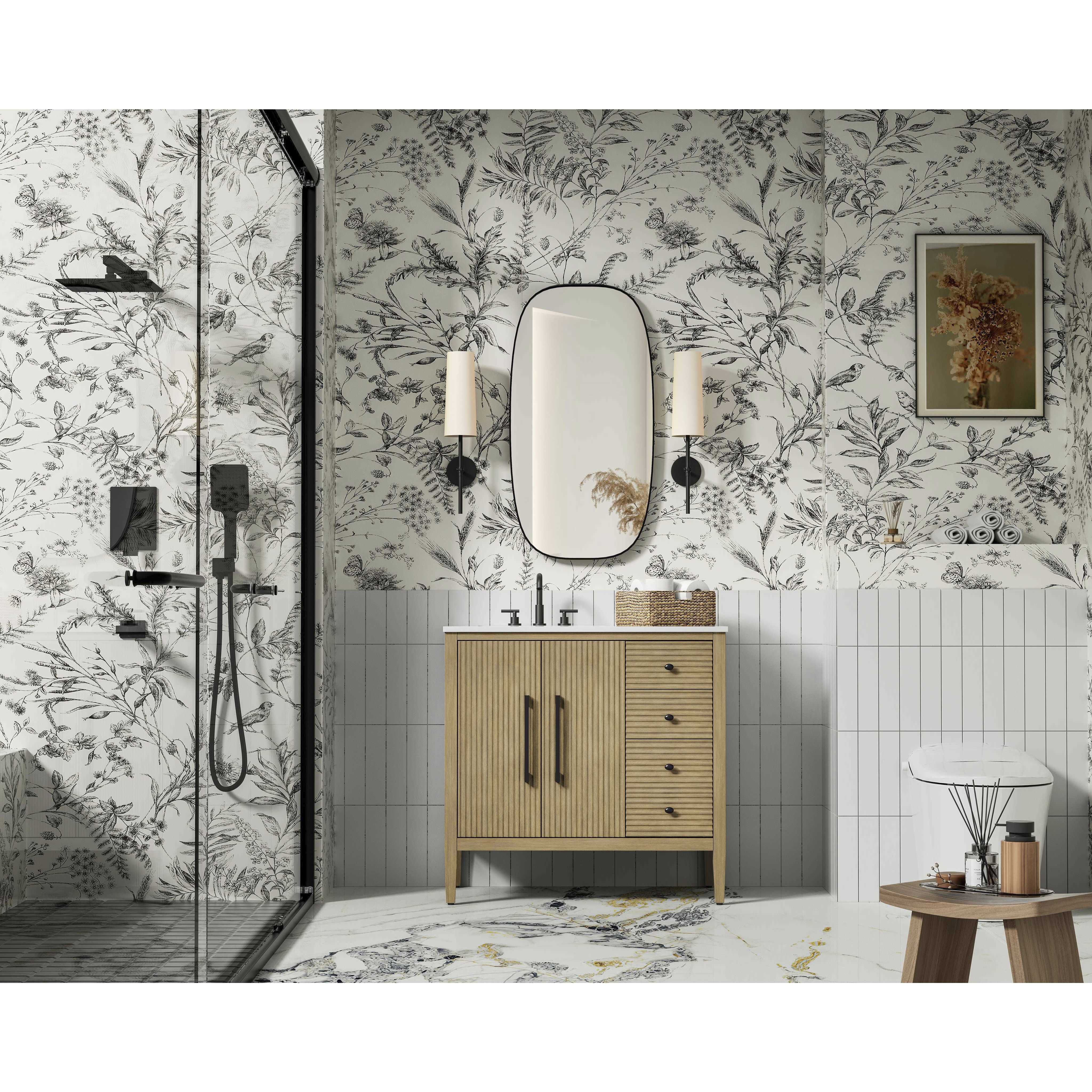 Blakely 36 X 34 inch Linen Oak Bathroom Vanity Cabinet