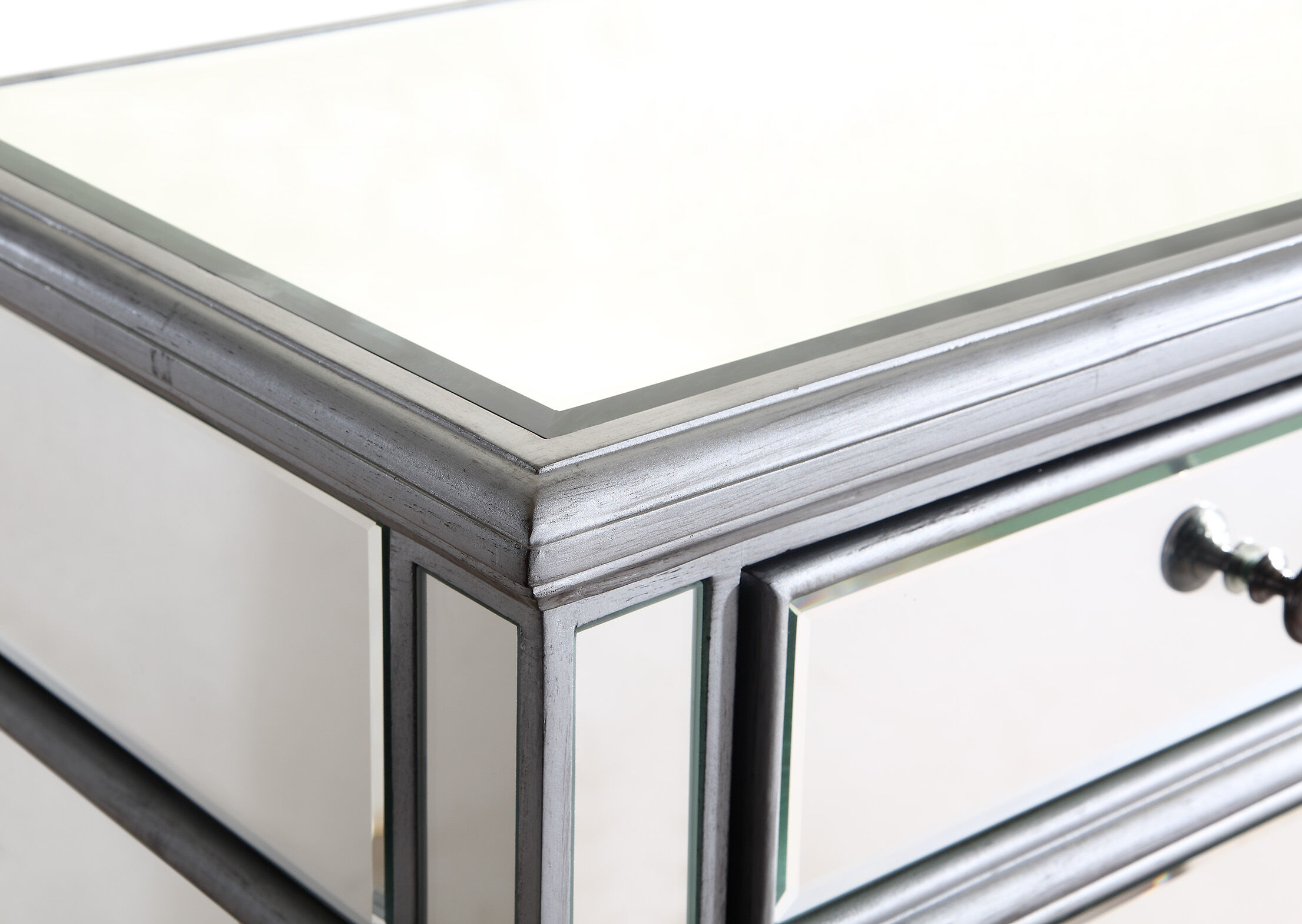 Contempo Silver Cabinet, 1-Door, Clear Mirror