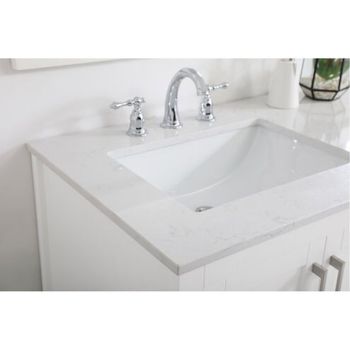 Aubrey 60 X 22 X 34 inch White and Brushed Nickel with Calacatta Quartz Vanity Sink Set