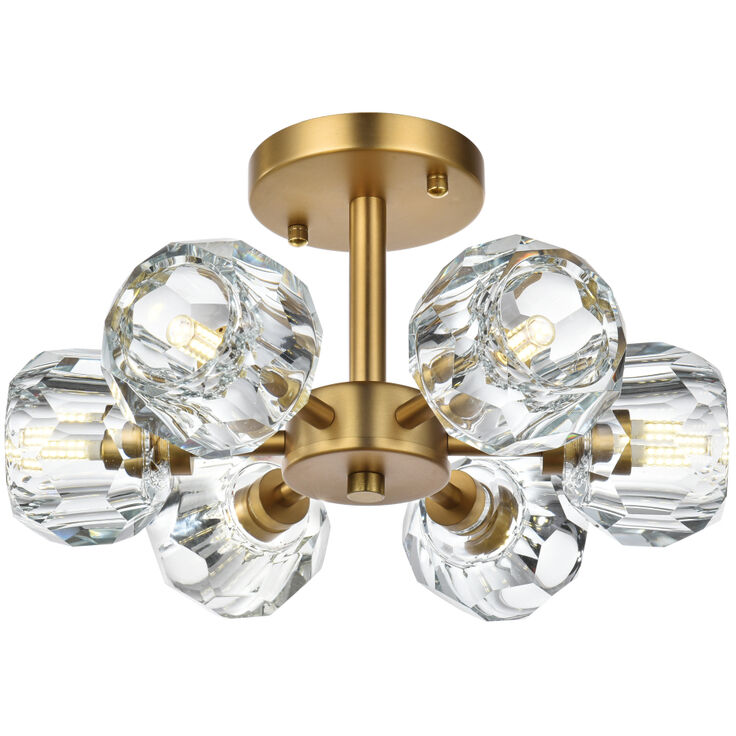 Eren 6 Light 14 inch Satin Gold Flush Mount Ceiling Light