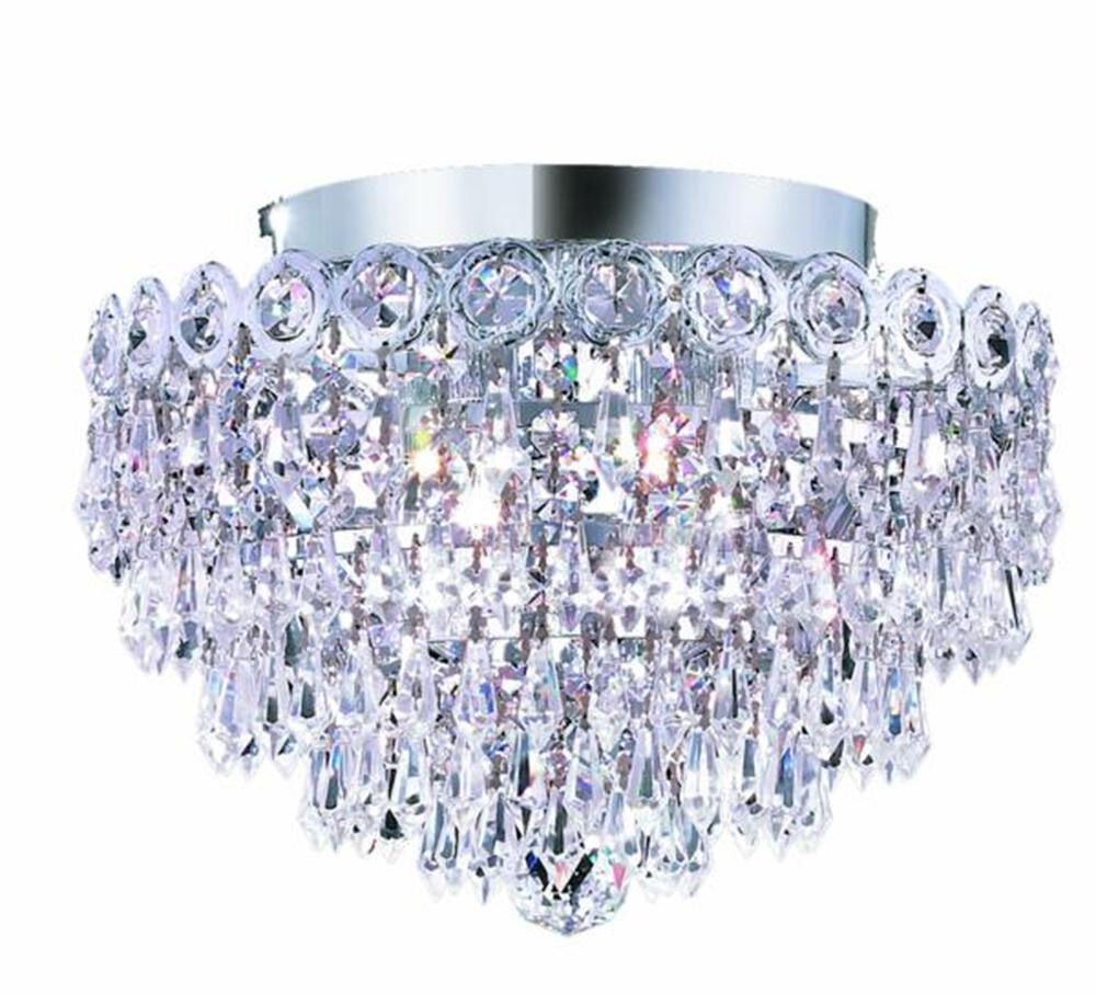 Century 4 Light 12 inch Chrome Flush Mount Ceiling Light in Royal Cut