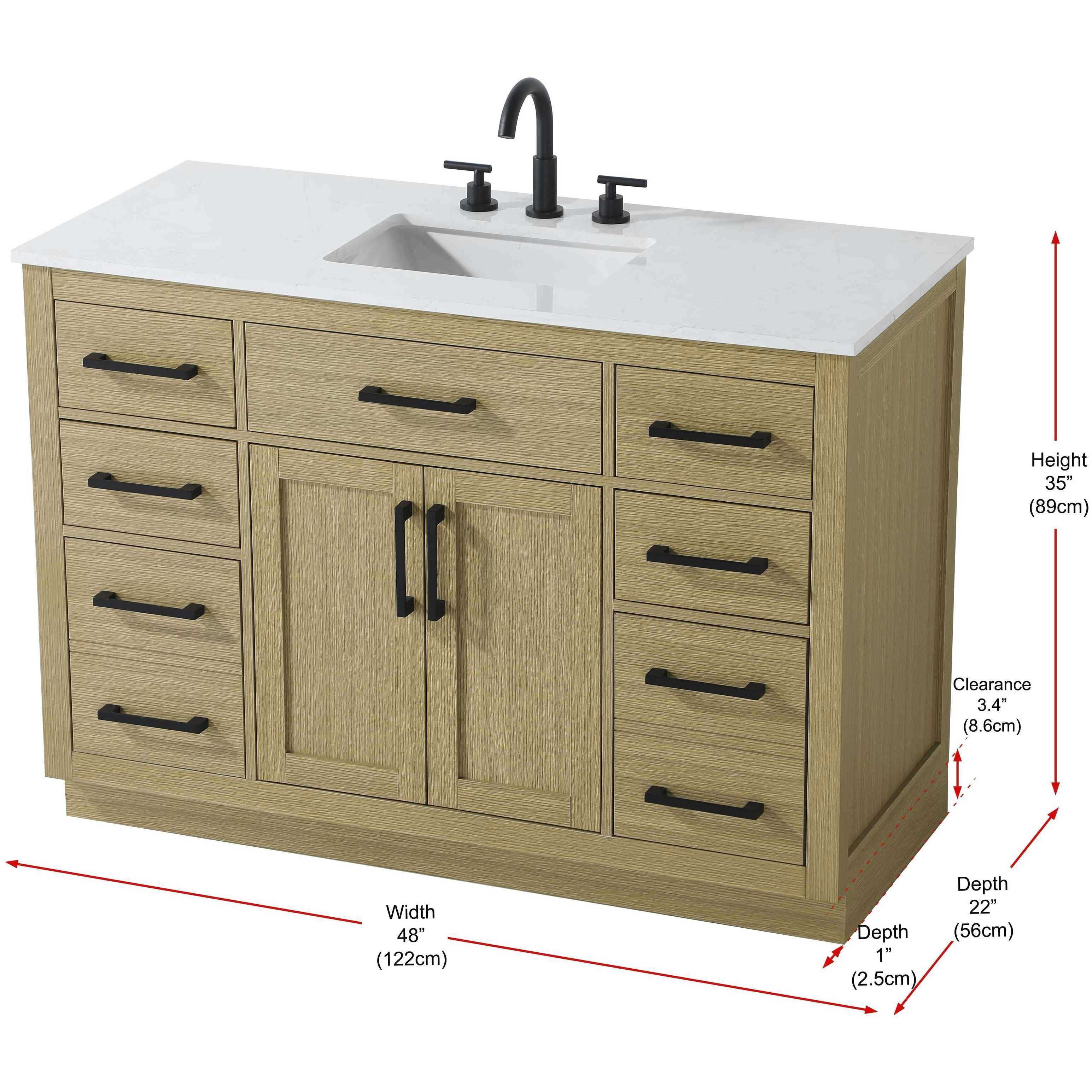 Alden 48 X 35 inch Honey Brown Bathroom Vanity Cabinet