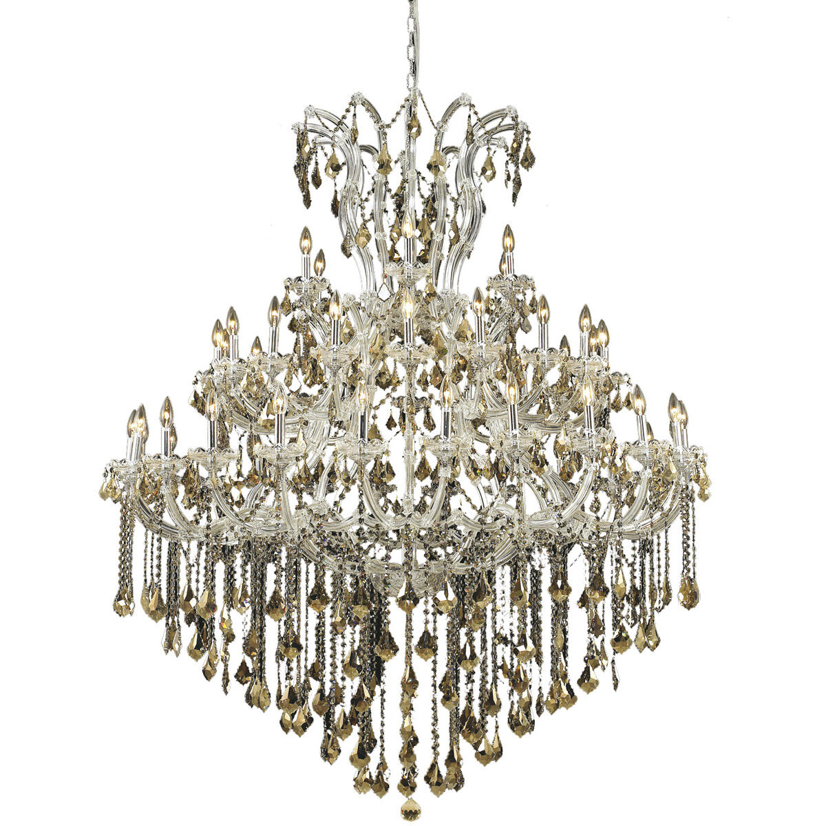 Maria Theresa 49 Light 60 inch Chrome Foyer Ceiling Light in Golden Teak, Royal Cut