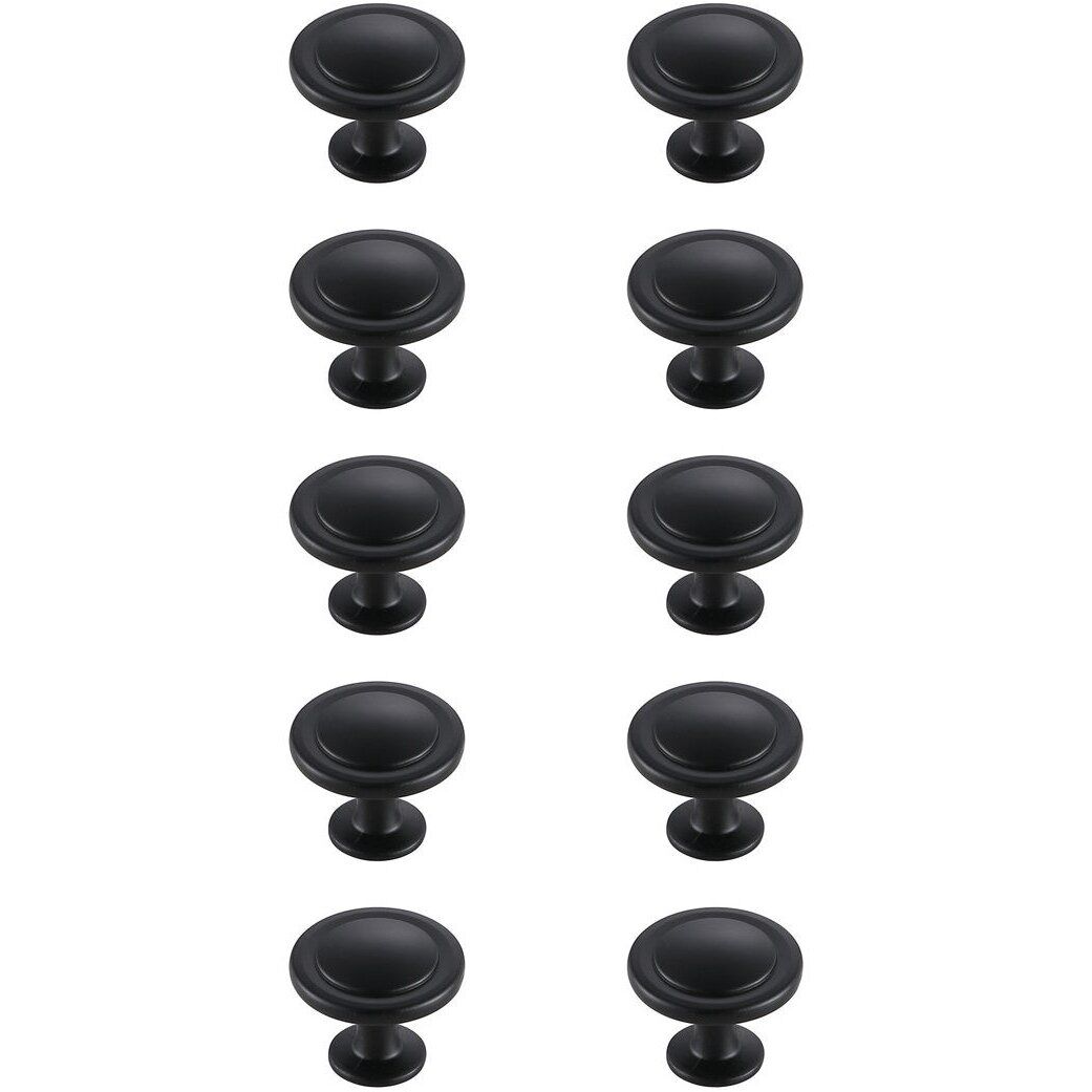 Logyn Matte Black Hardware Cabinet Knob, Set of 10